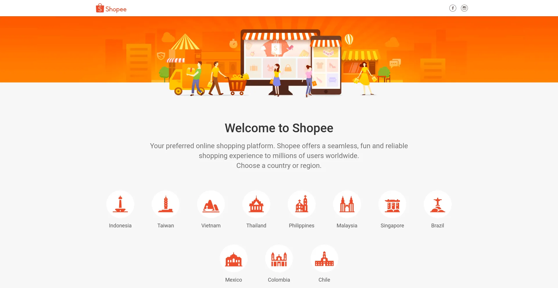 Screenshot of shopeemobile.com homepage