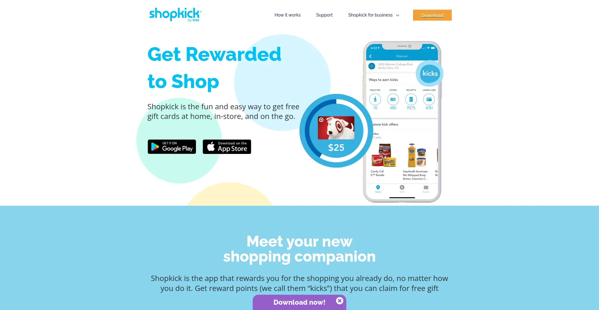 Screenshot of shopkick.com homepage