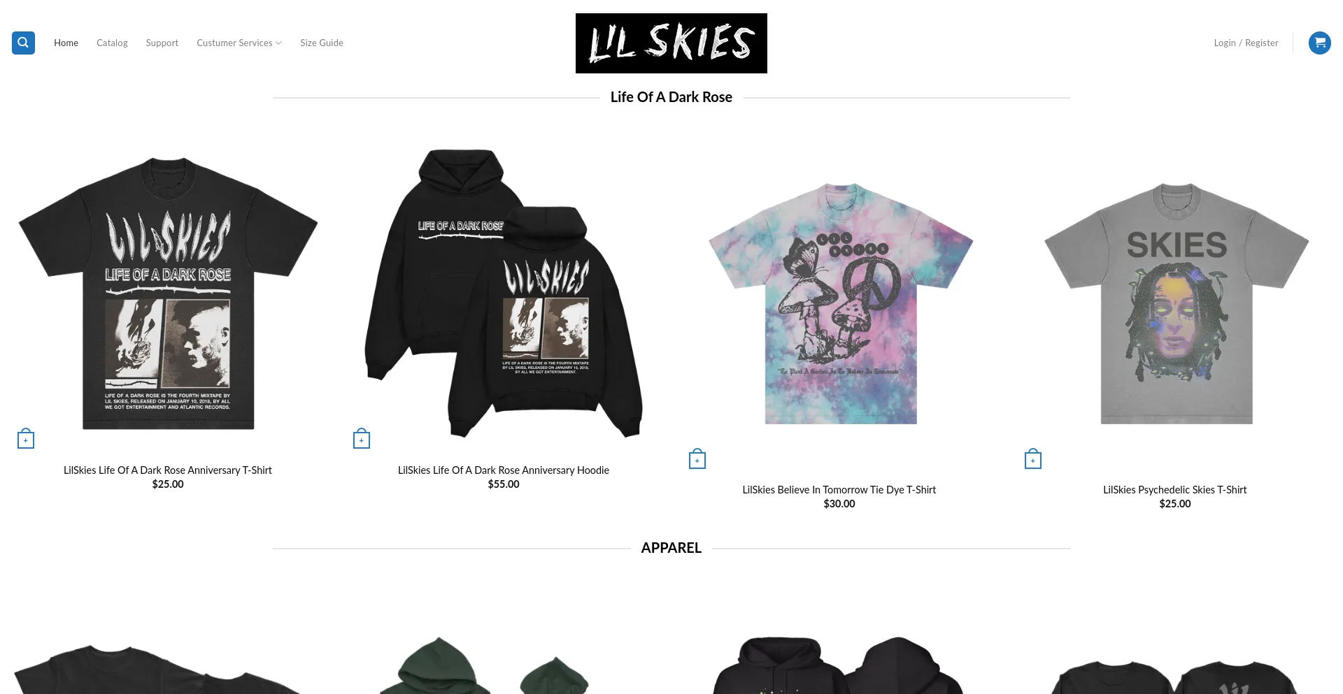 Screenshot of shoplilskies.com homepage