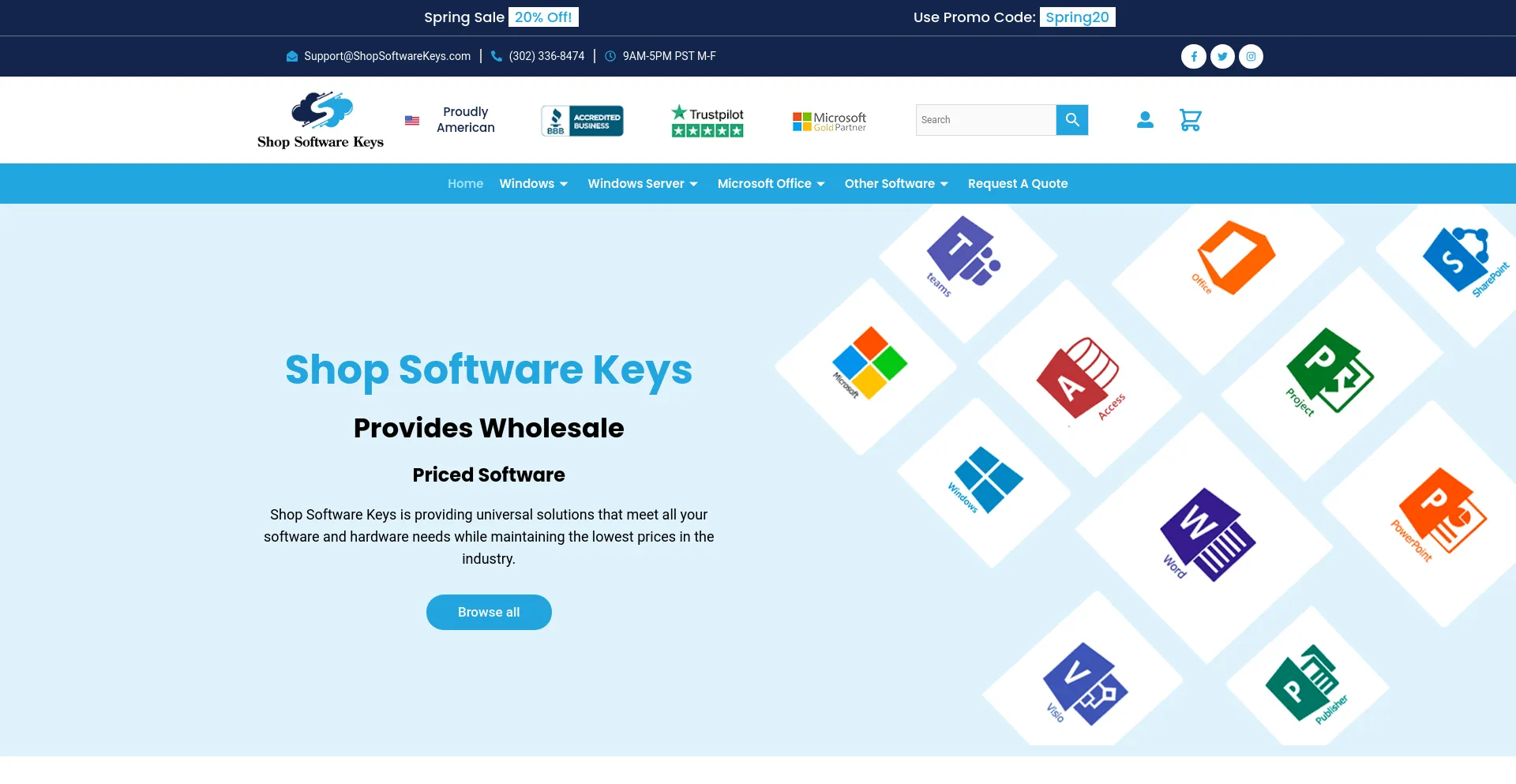 Screenshot of shopsoftwarekeys.com homepage