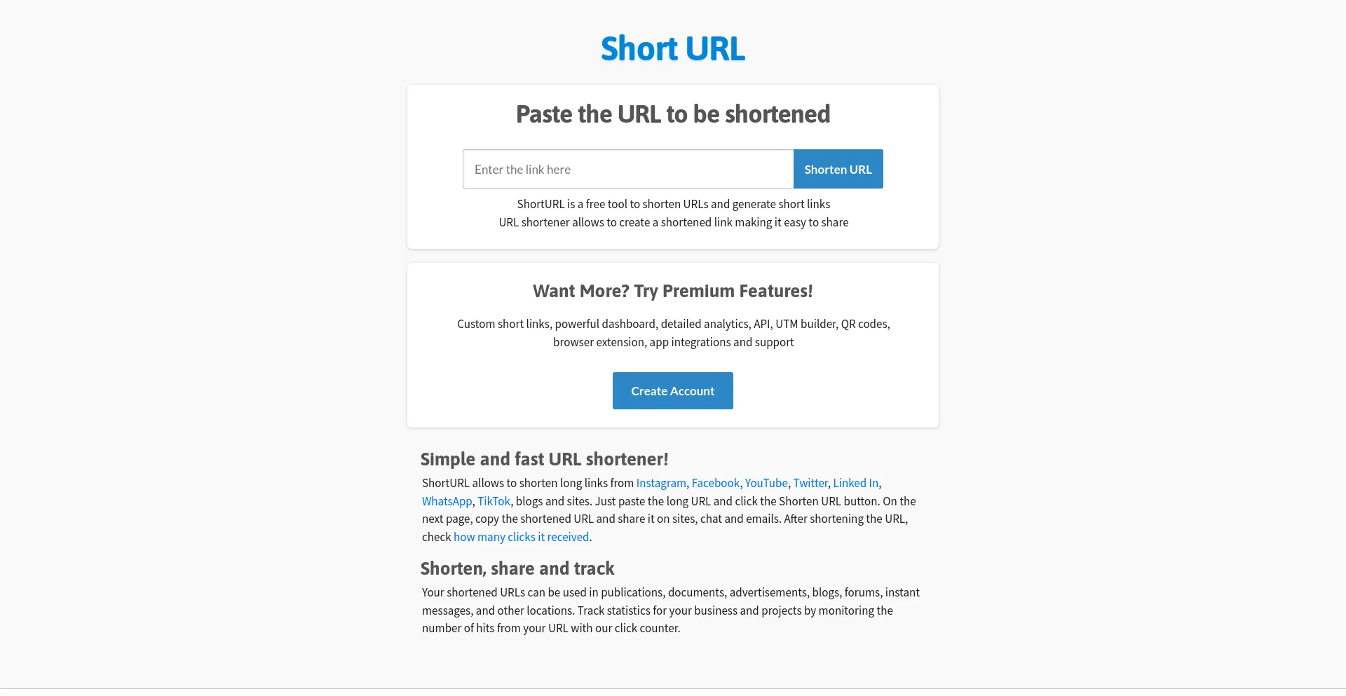 Screenshot of shorturl.at homepage
