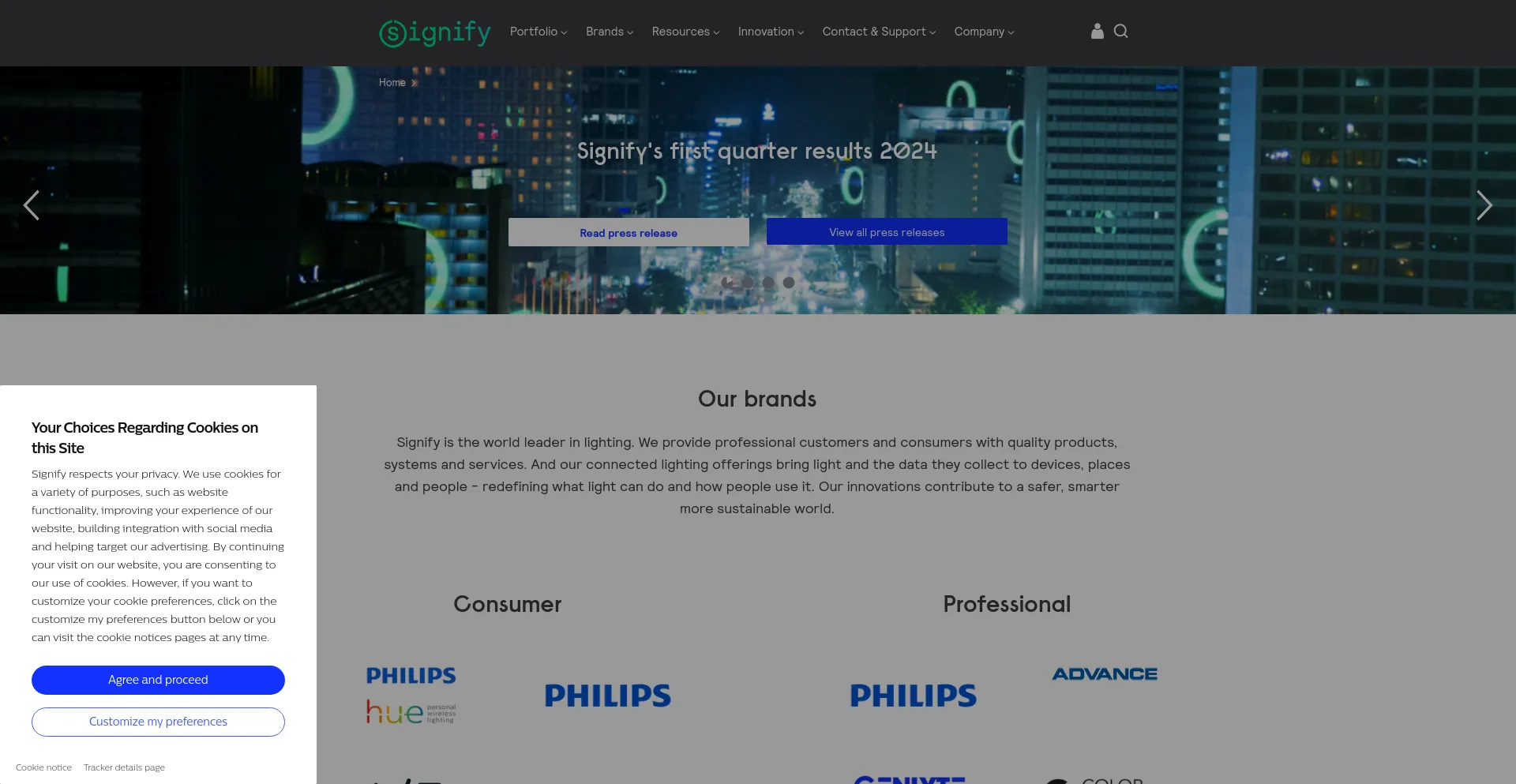 Screenshot of signify.com homepage