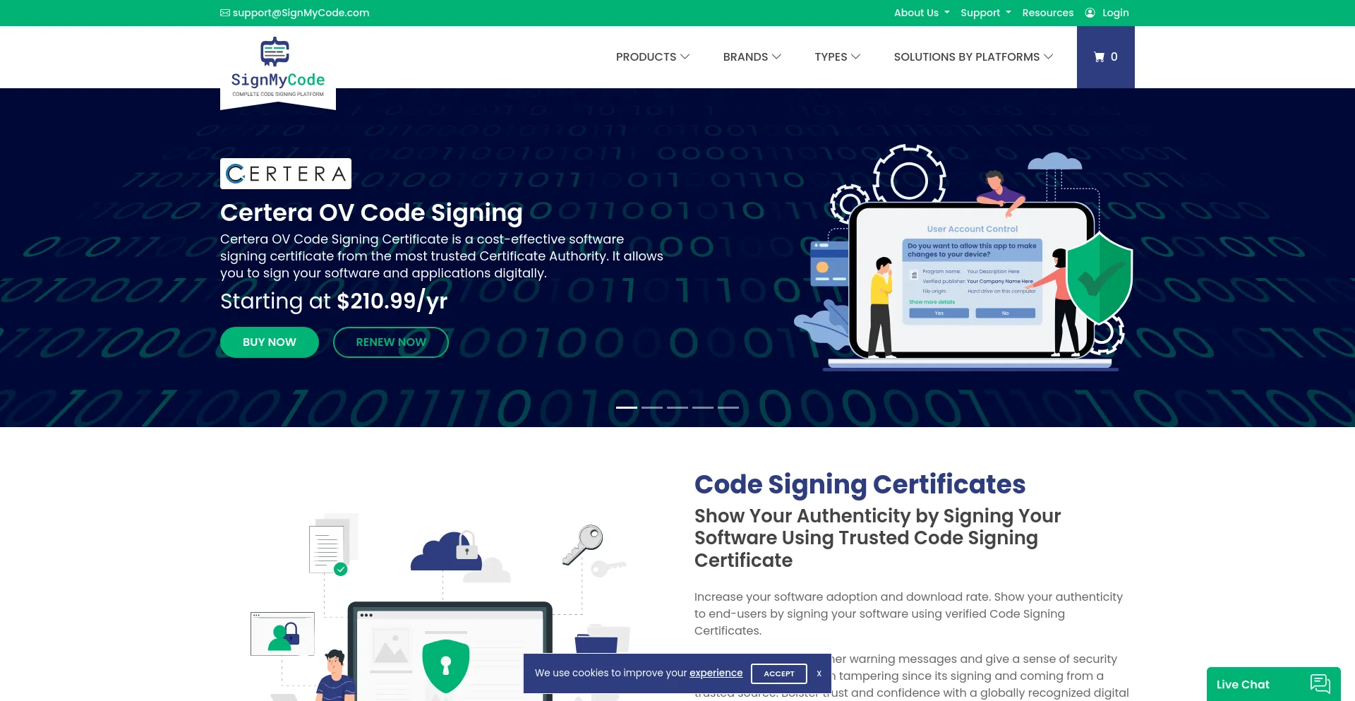 Screenshot of signmycode.com homepage