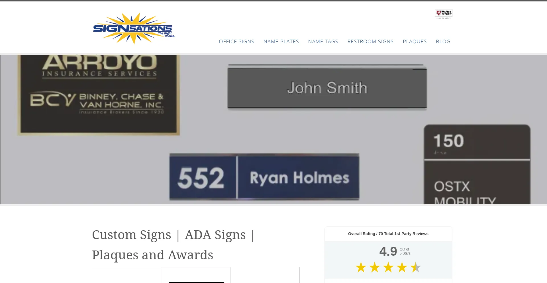 Screenshot of signsationstrc.com homepage