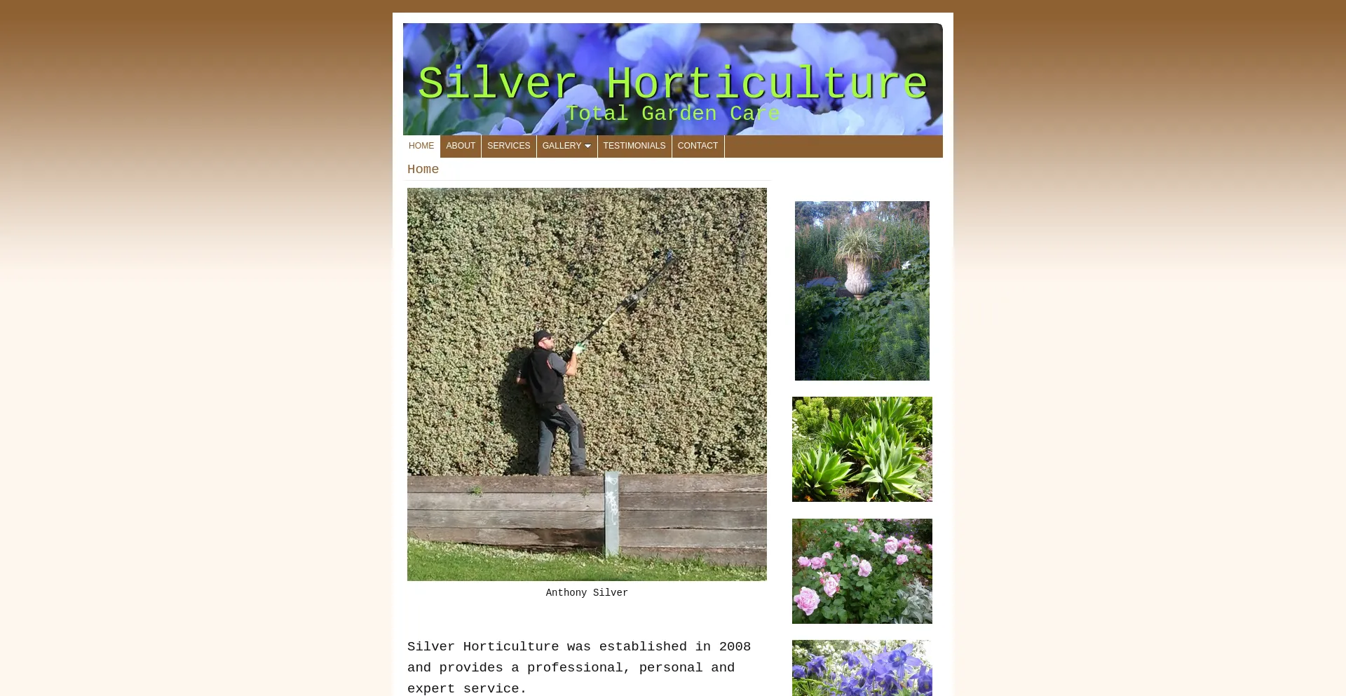 Screenshot of silverhorticulture.com.au homepage