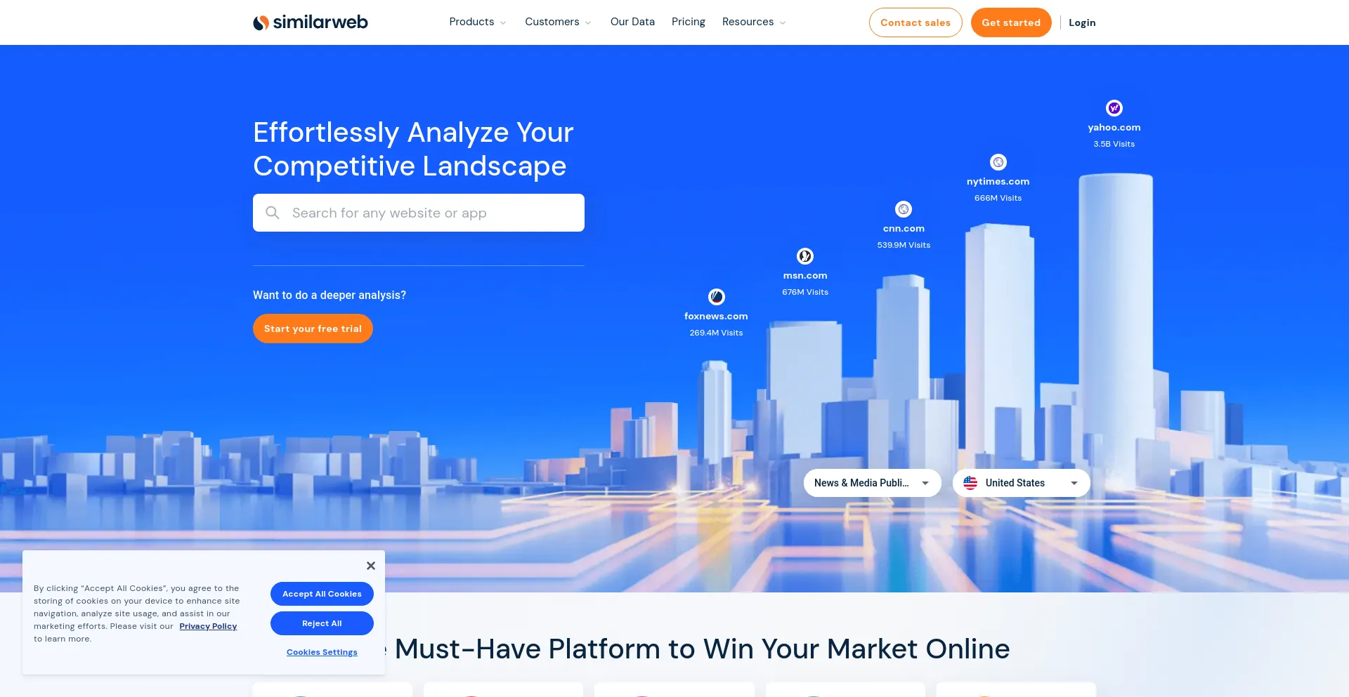 Screenshot of similarweb.com homepage