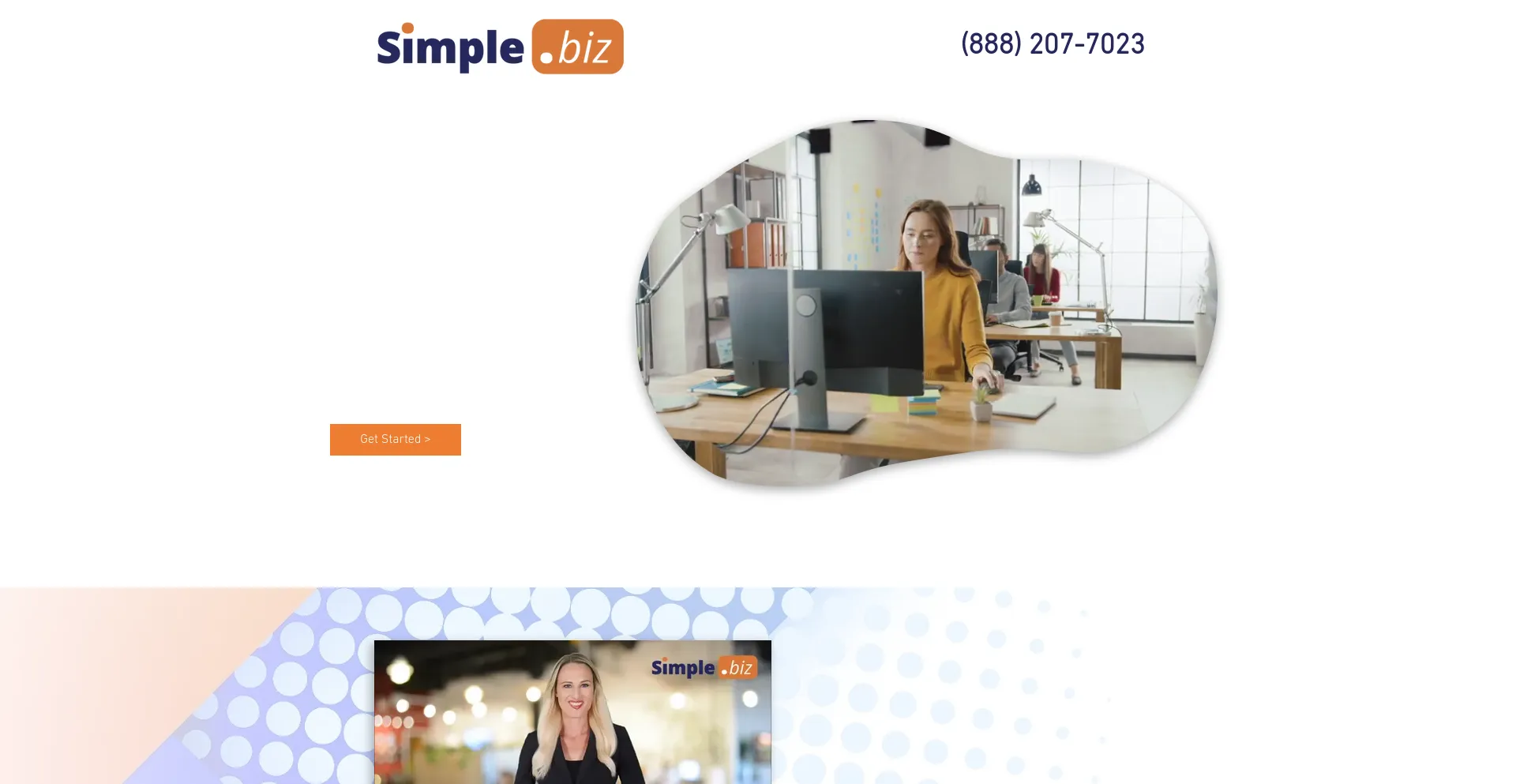 Screenshot of simple.biz homepage