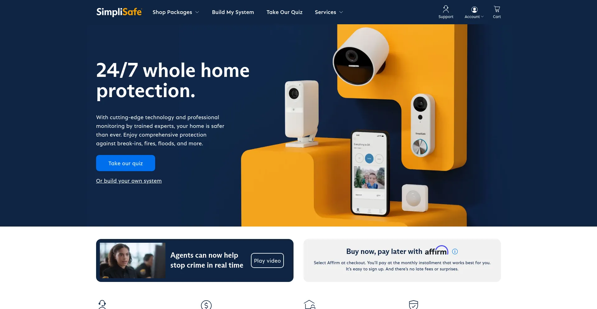 Screenshot of simplisafe.com homepage