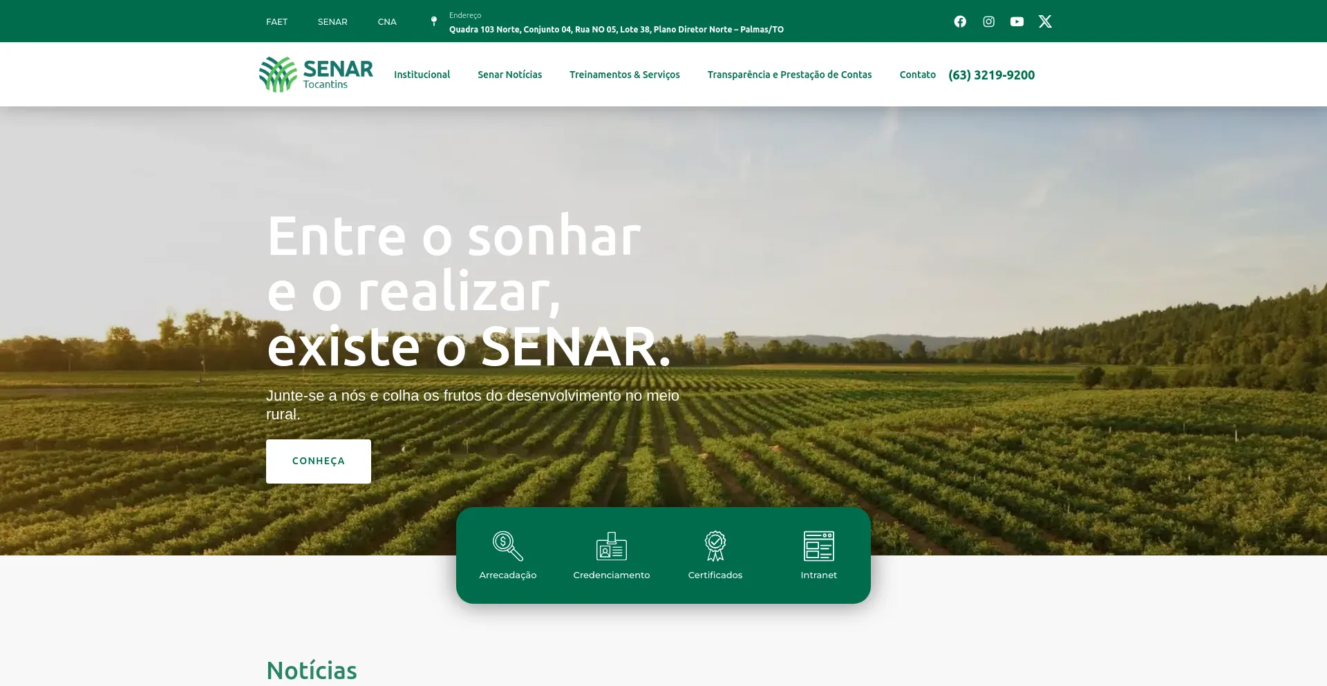 Screenshot of sistemafaetsenar.org.br homepage