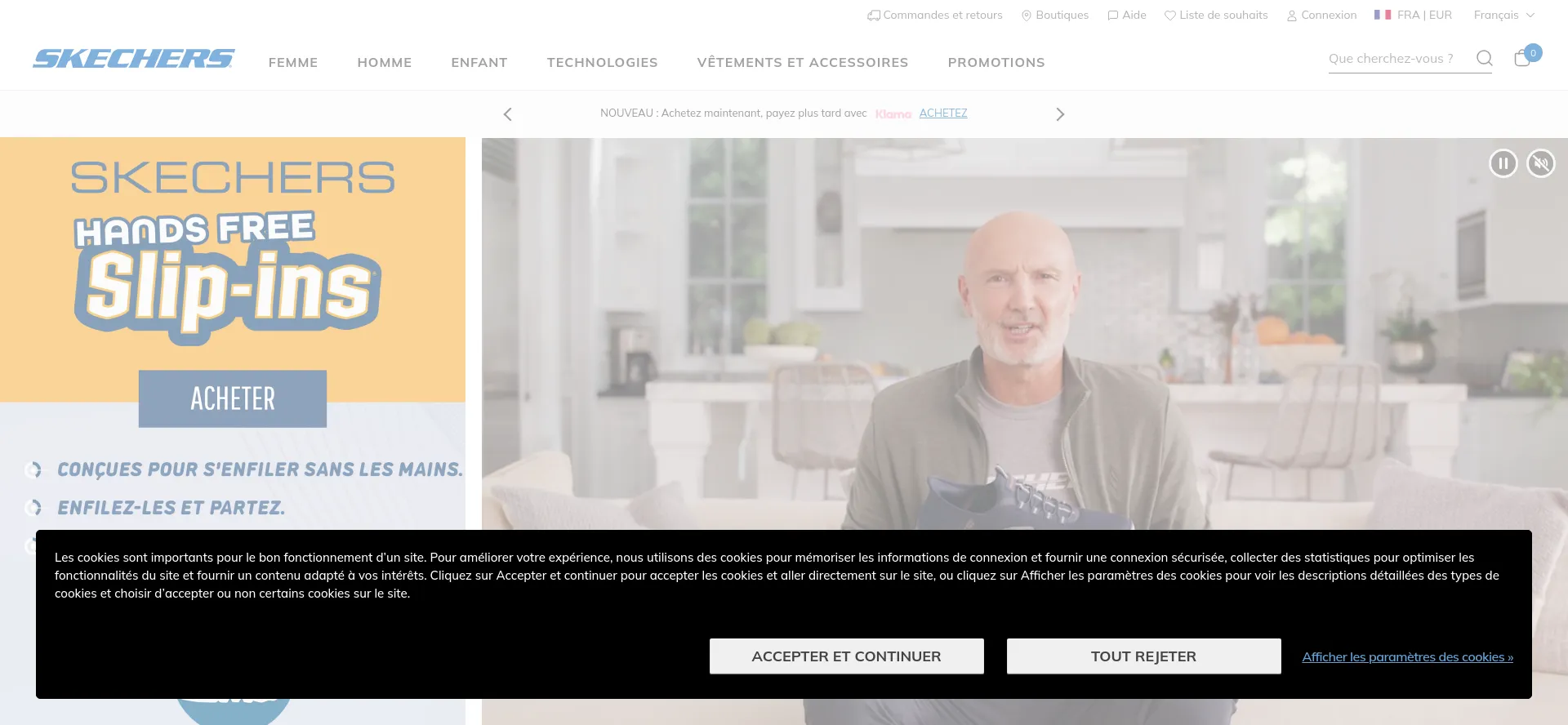 Screenshot of skechers.fr homepage