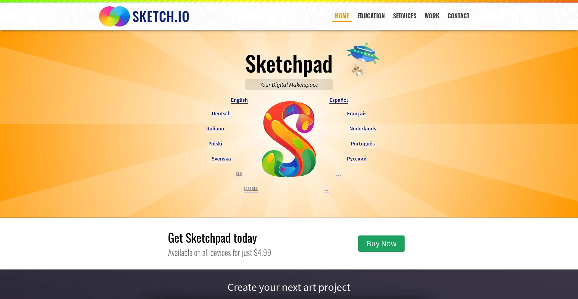 Screenshot of sketch.io homepage