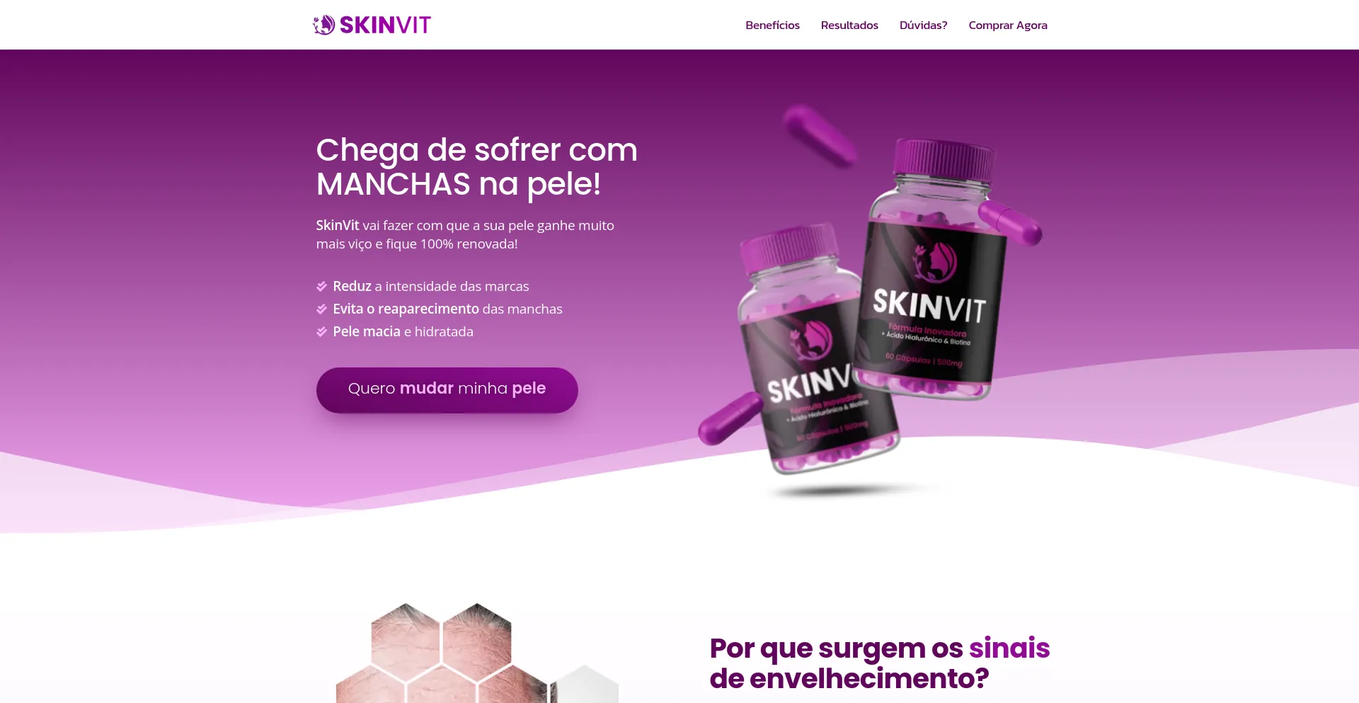 Screenshot of skinvit.co homepage