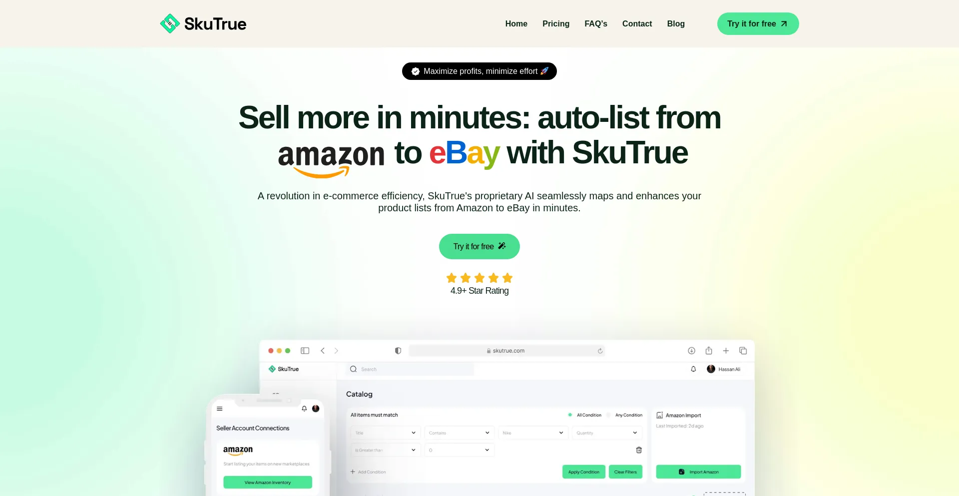 Screenshot of skutrue.com homepage