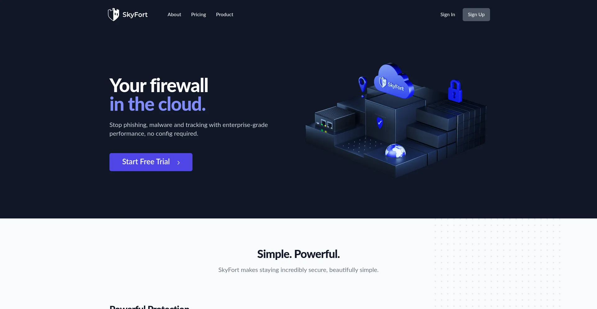 Screenshot of skyfort.io homepage