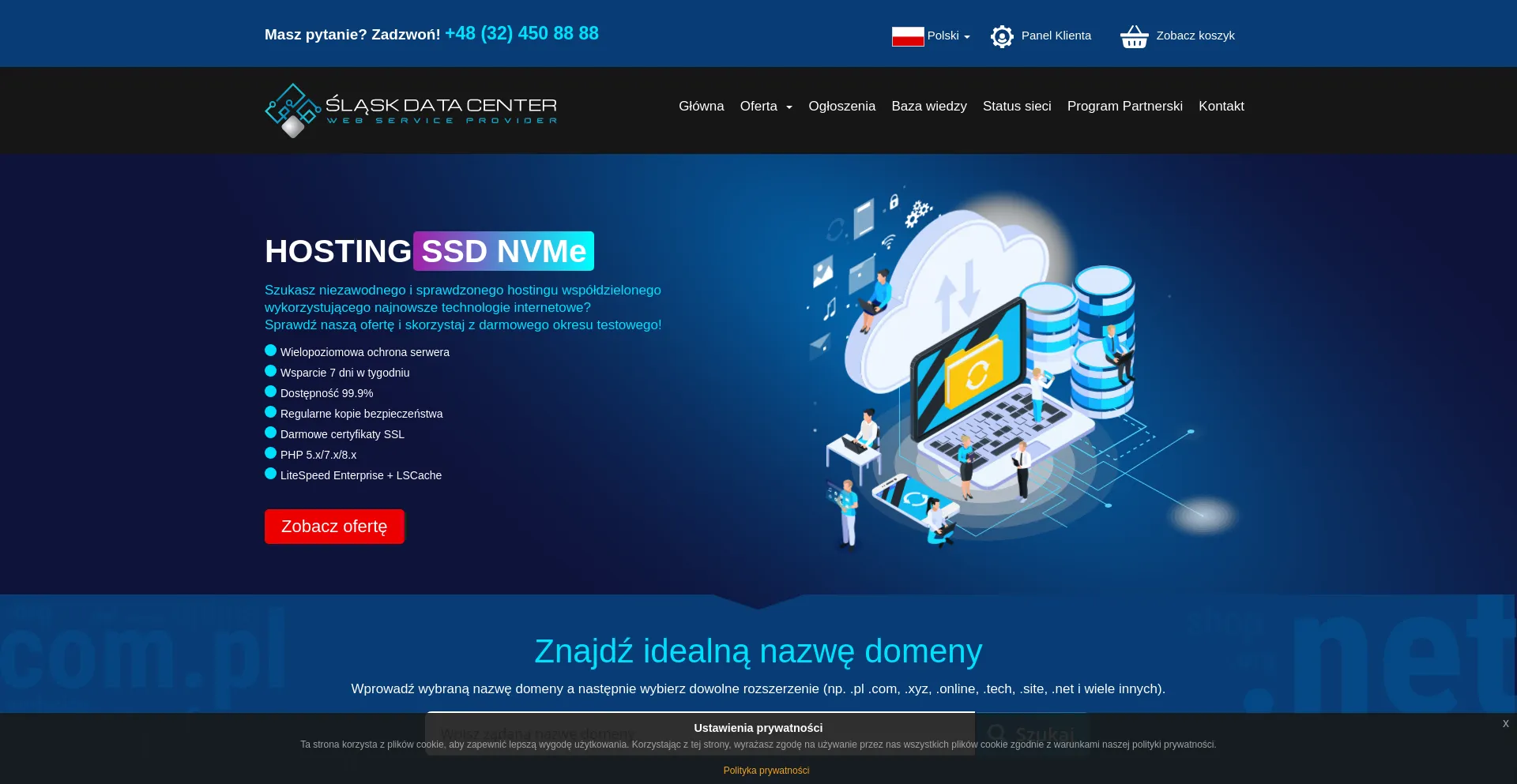 Screenshot of slaskdatacenter.pl homepage