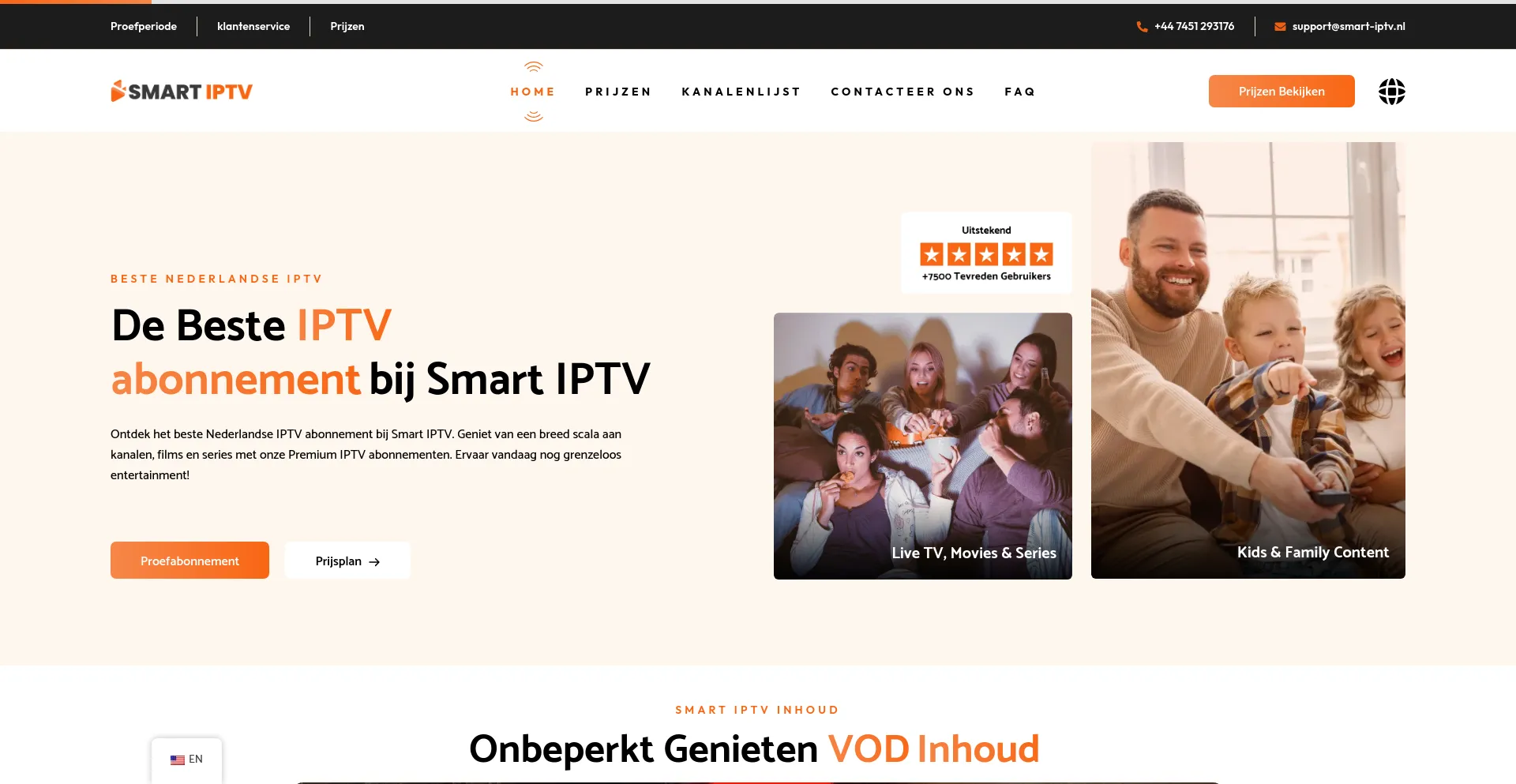 Screenshot of smart-iptv.nl homepage