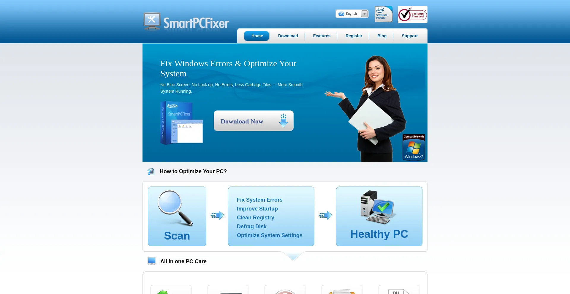 Screenshot of smartpcfixer.com homepage