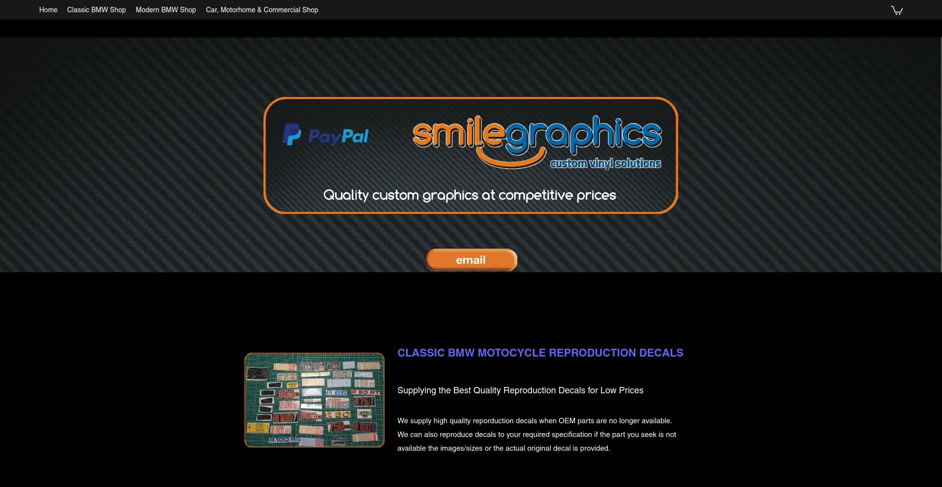 Screenshot of smilegraphics.co.uk homepage