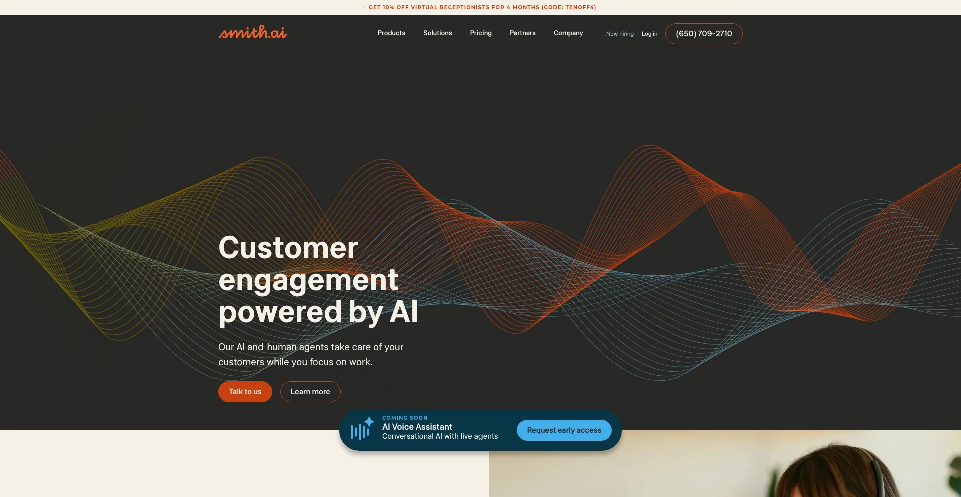 Screenshot of smith.ai homepage