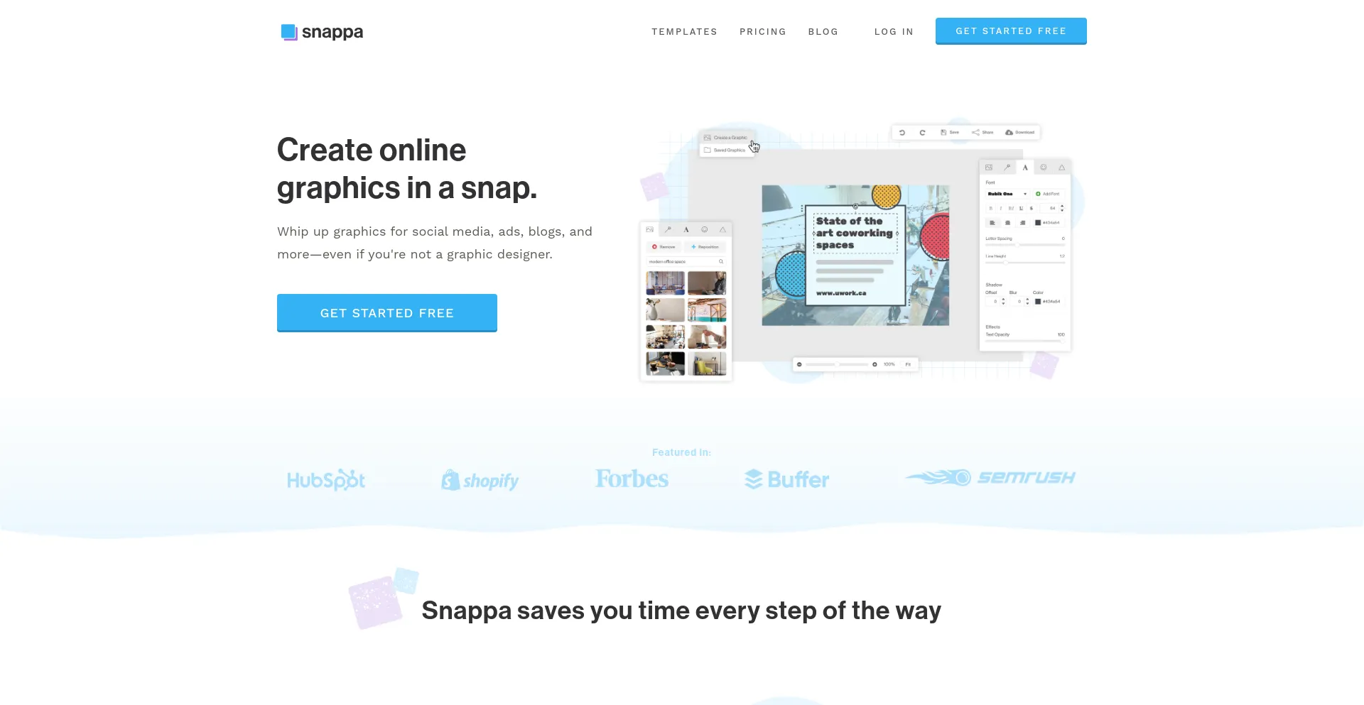 Screenshot of snappa.com homepage