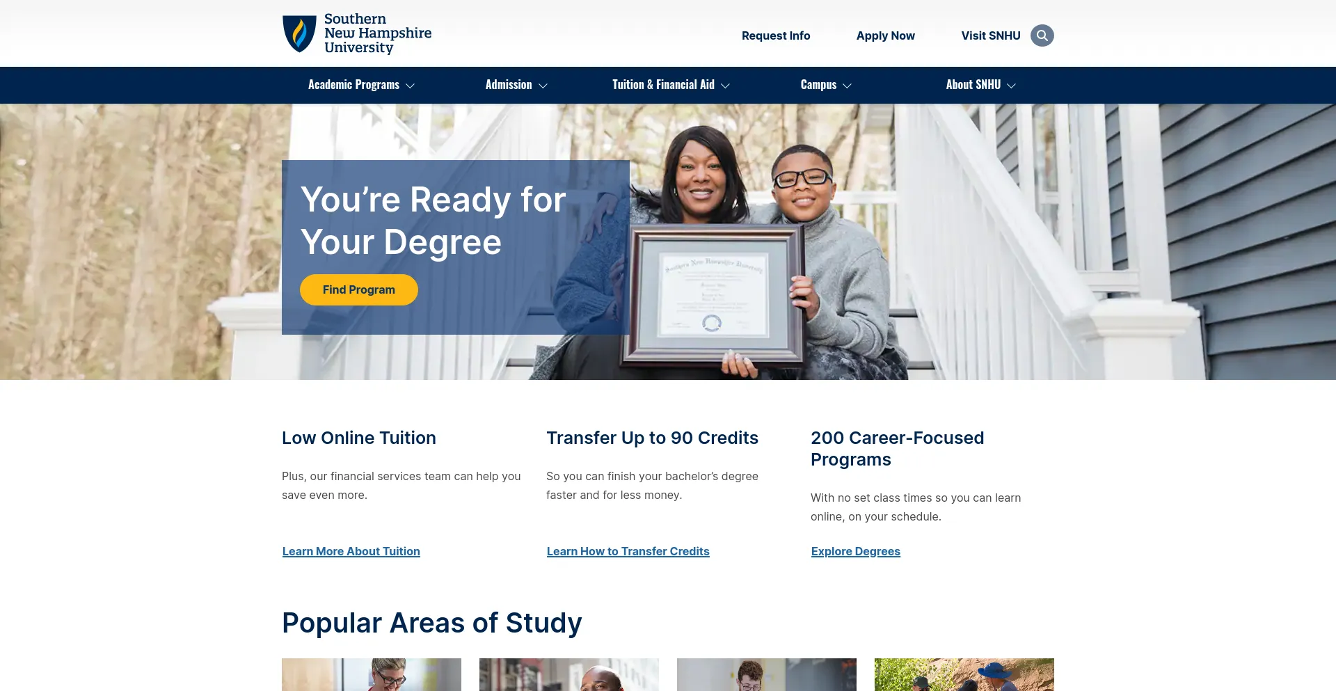 Screenshot of snhu.edu homepage