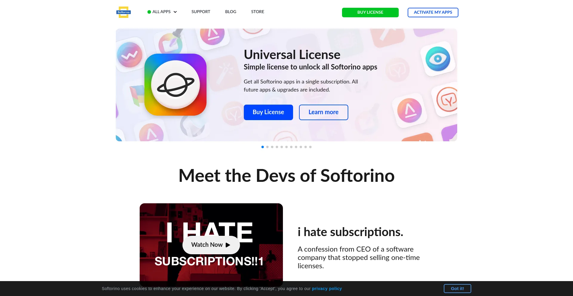 Screenshot of softorino.com homepage