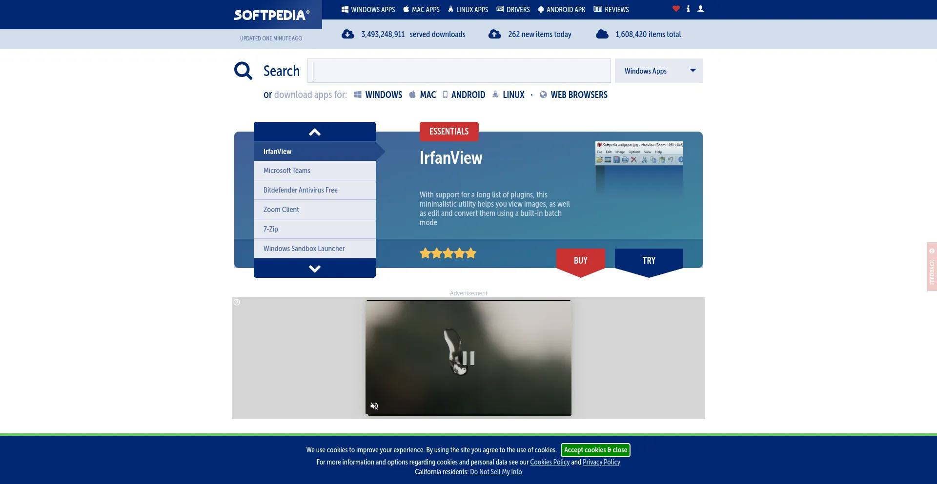 Screenshot of softpedia.com homepage