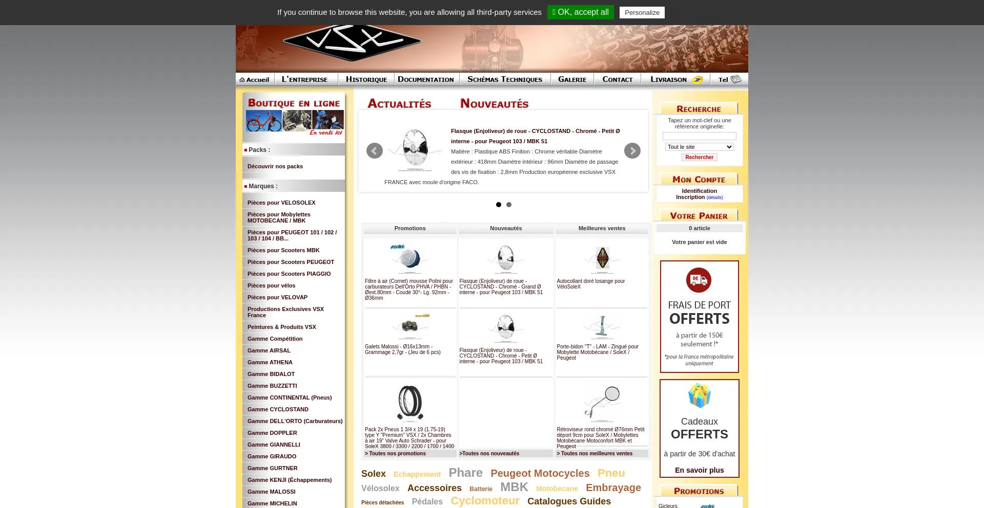 Screenshot of solex-motobecane.com homepage