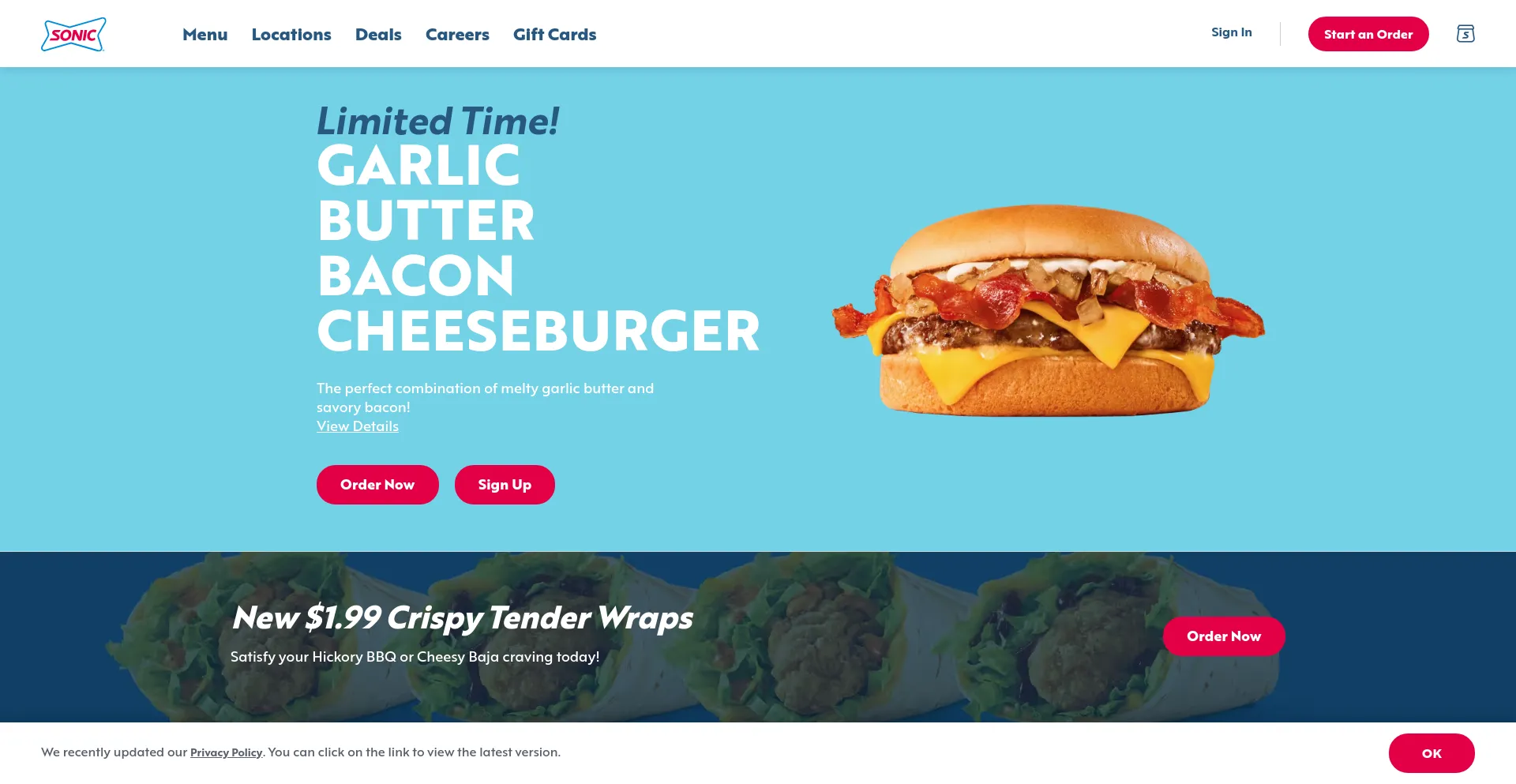 Screenshot of sonicdrivein.com homepage