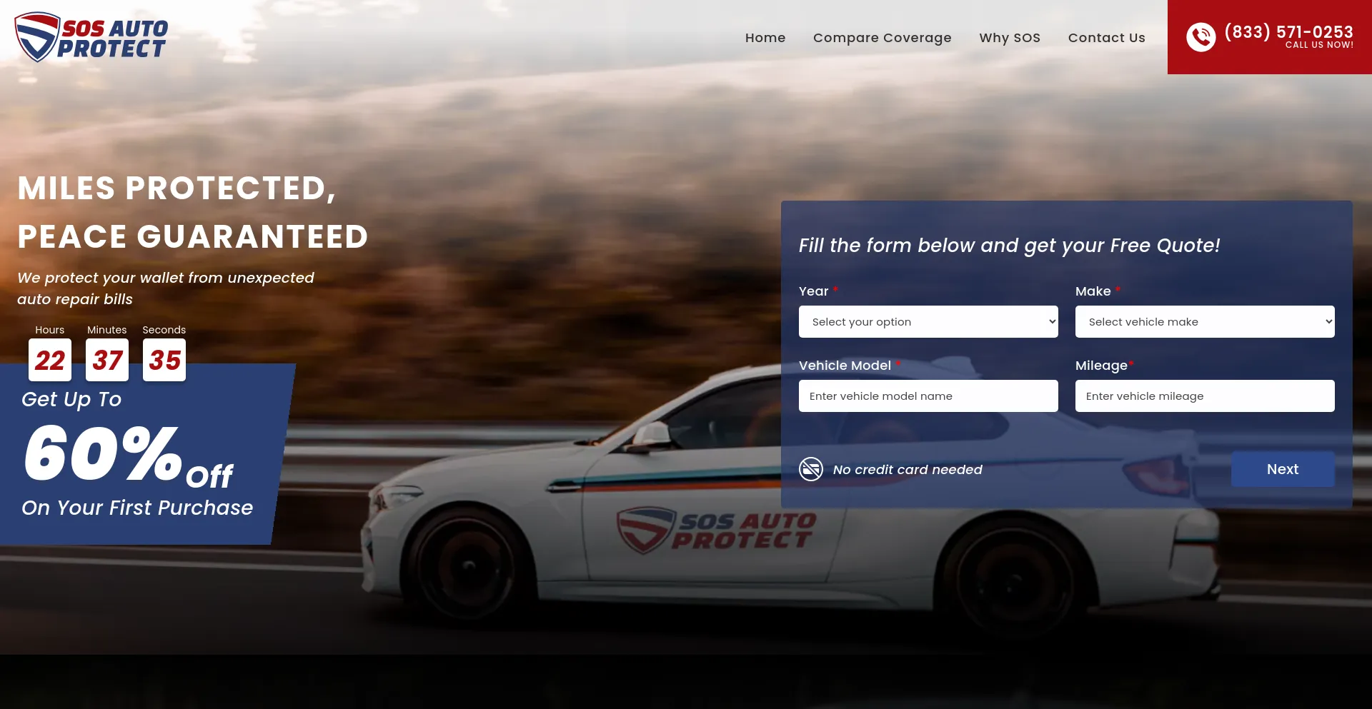 Screenshot of sosautoprotect.com homepage