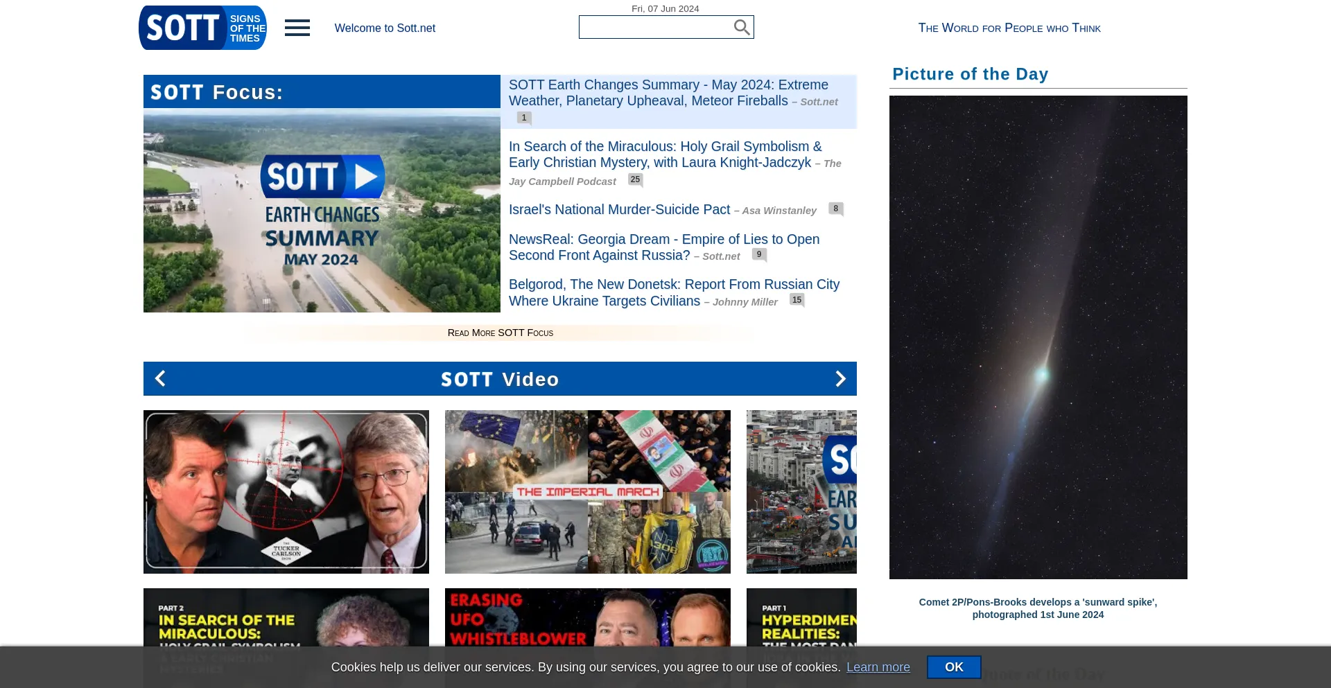 Screenshot of sott.net homepage