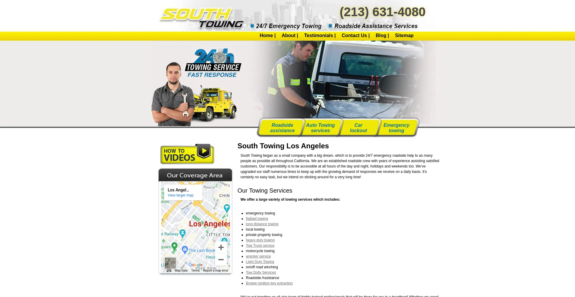 Screenshot of south-towing.com homepage