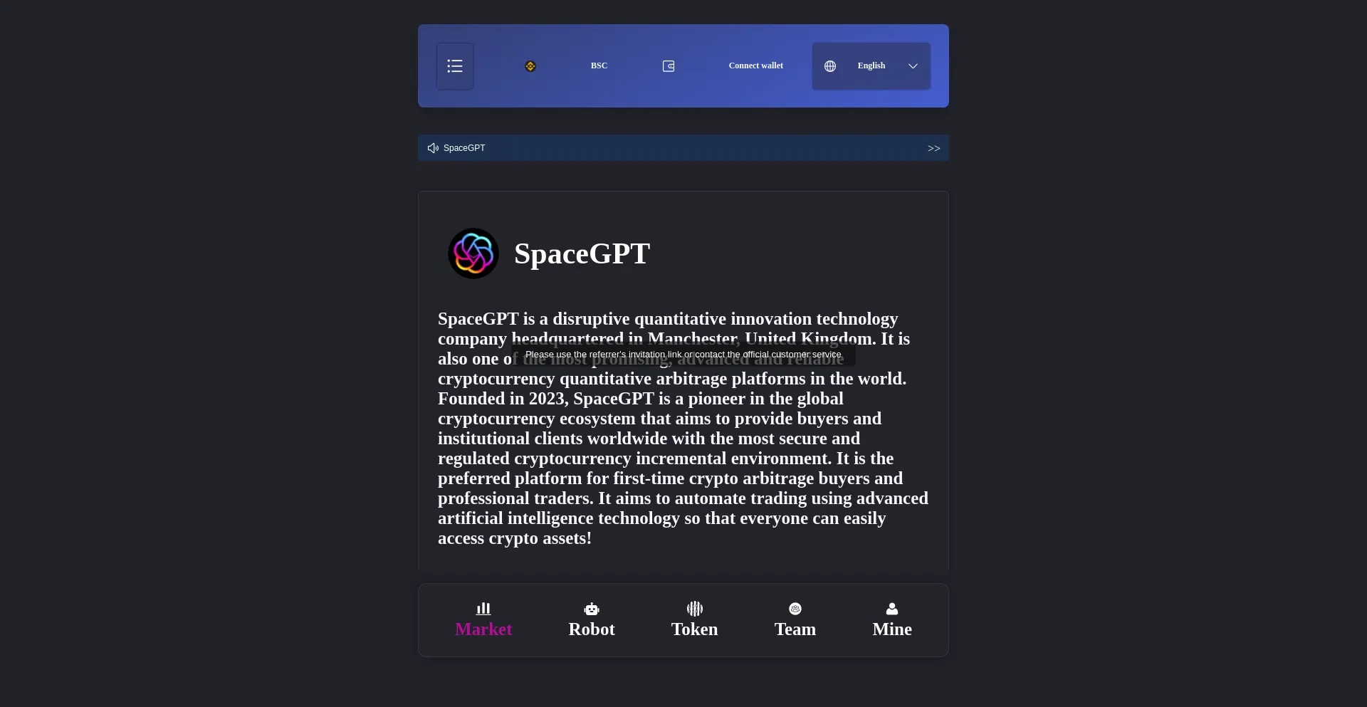 Screenshot of spacegpt.cc homepage