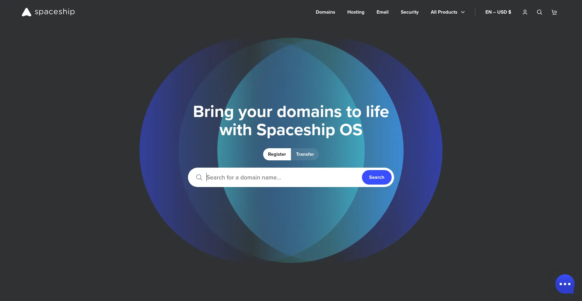 Screenshot of spaceship.com homepage