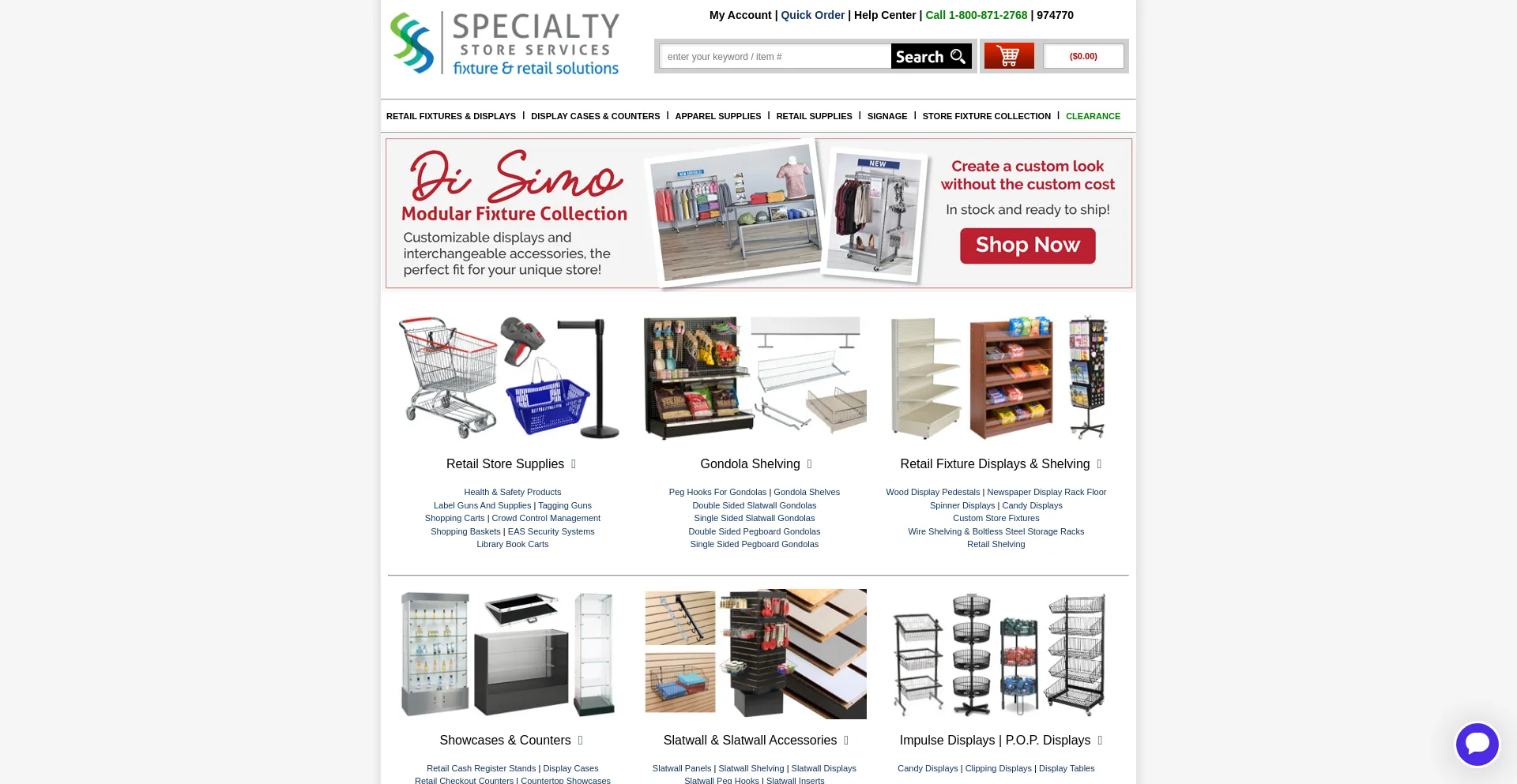 Screenshot of specialtystoreservices.com homepage