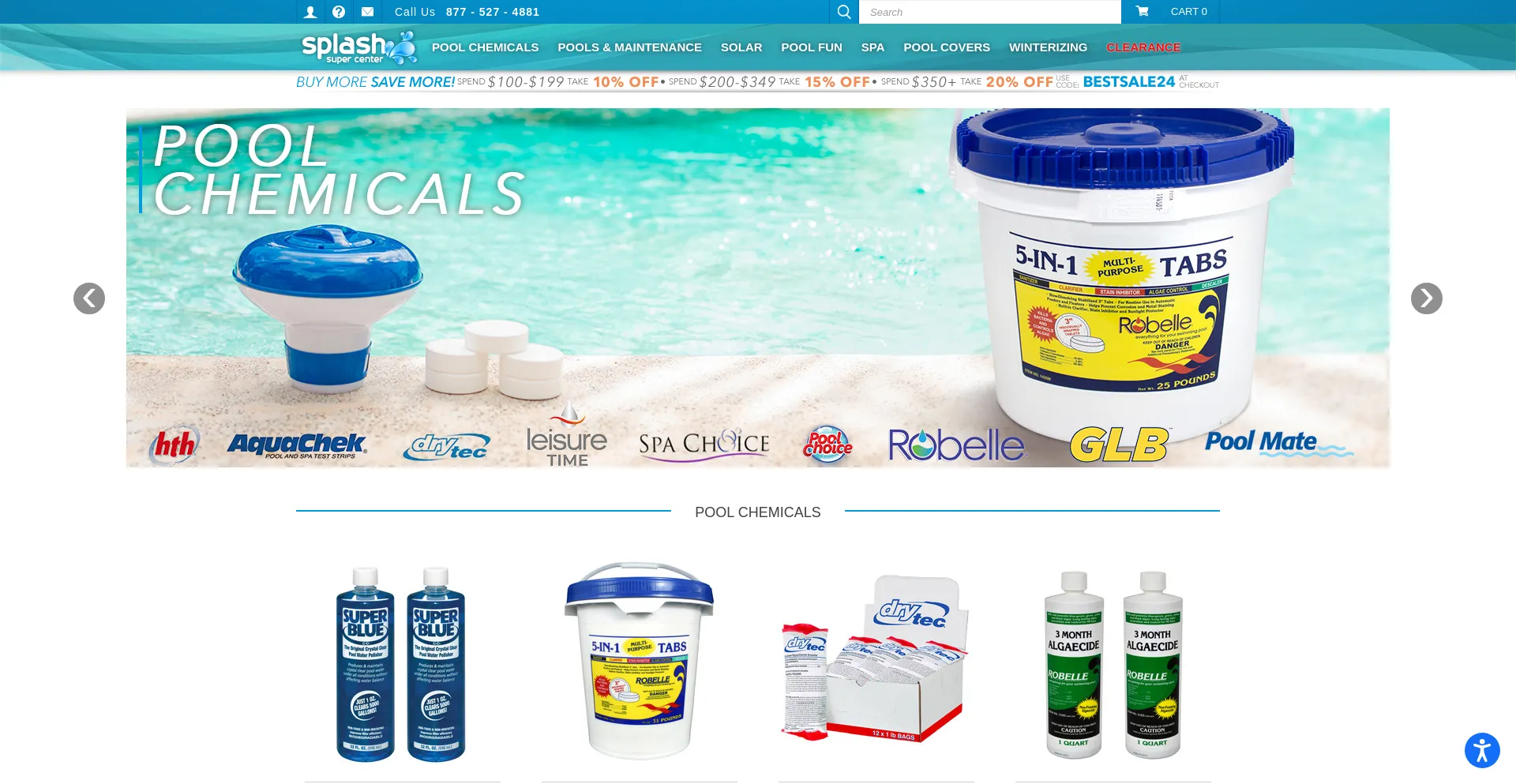 Screenshot of splashsupercenter.com homepage