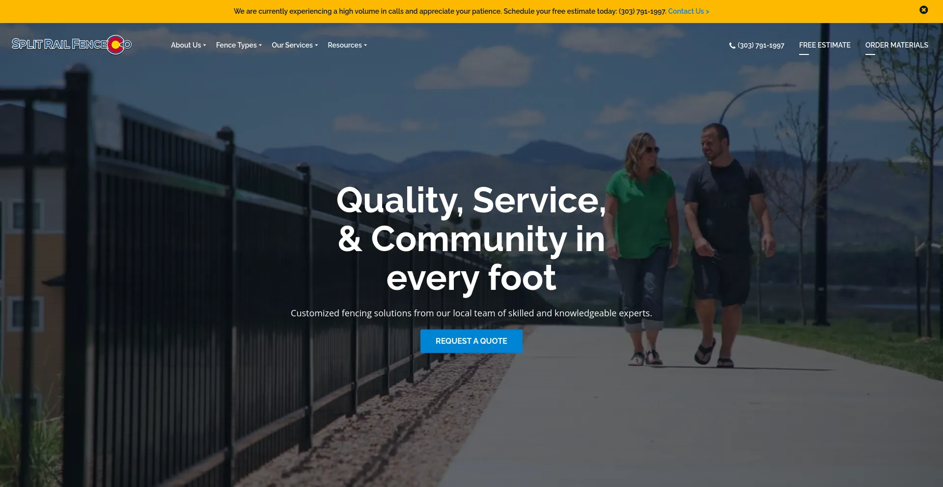 Screenshot of splitrailfenceco.com homepage