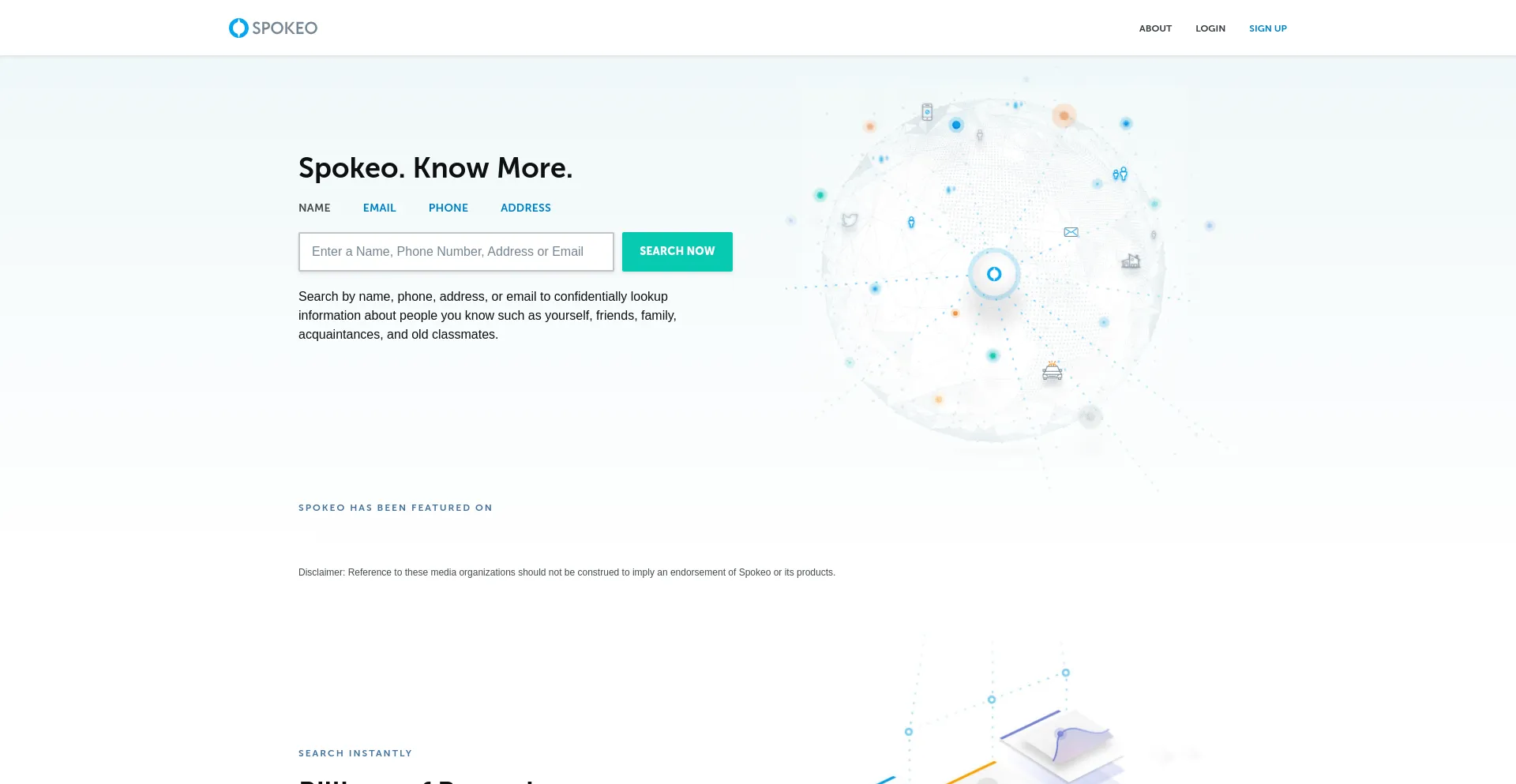 Screenshot of spokeo.com homepage