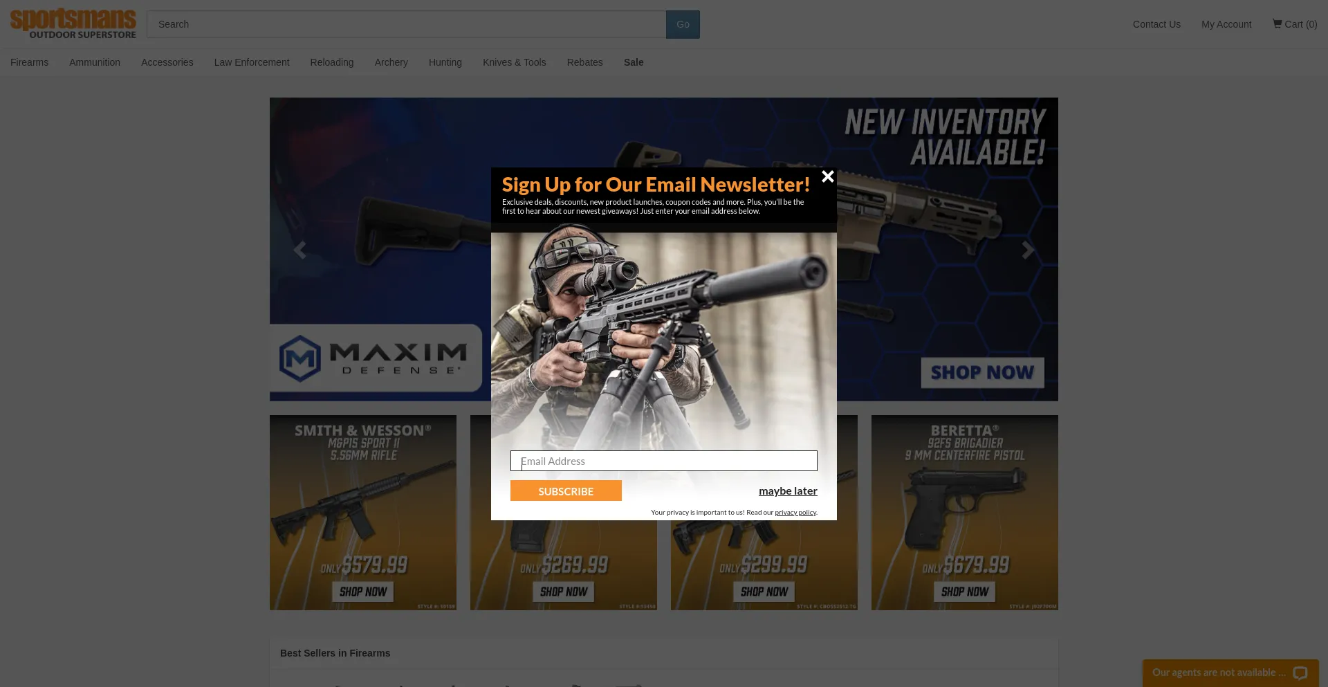 Screenshot of sportsmansoutdoorsuperstore.com homepage