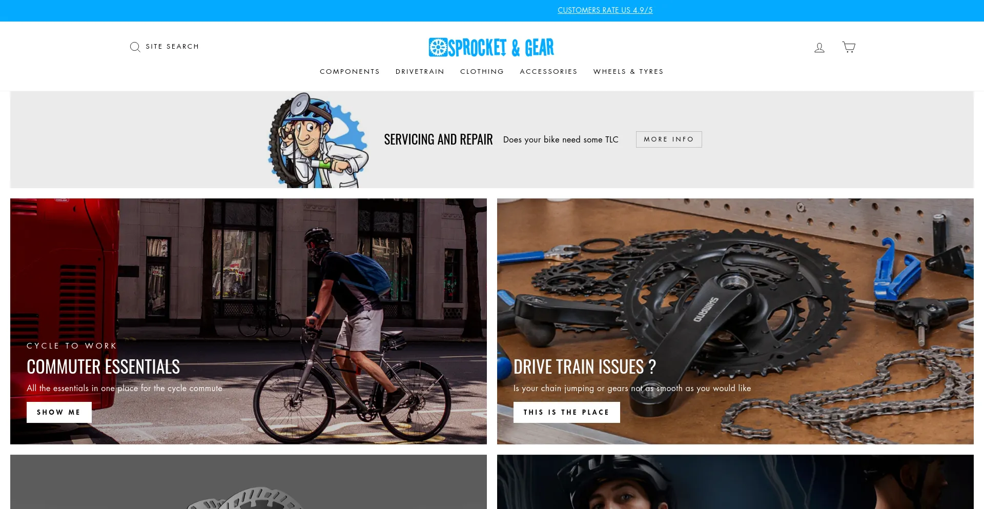 Screenshot of sprocketandgear.co.uk homepage