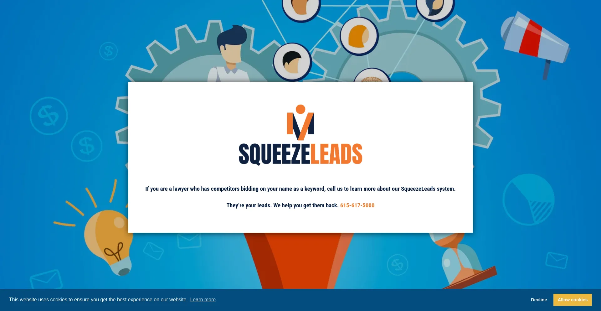 Screenshot of squeezeleads.co homepage