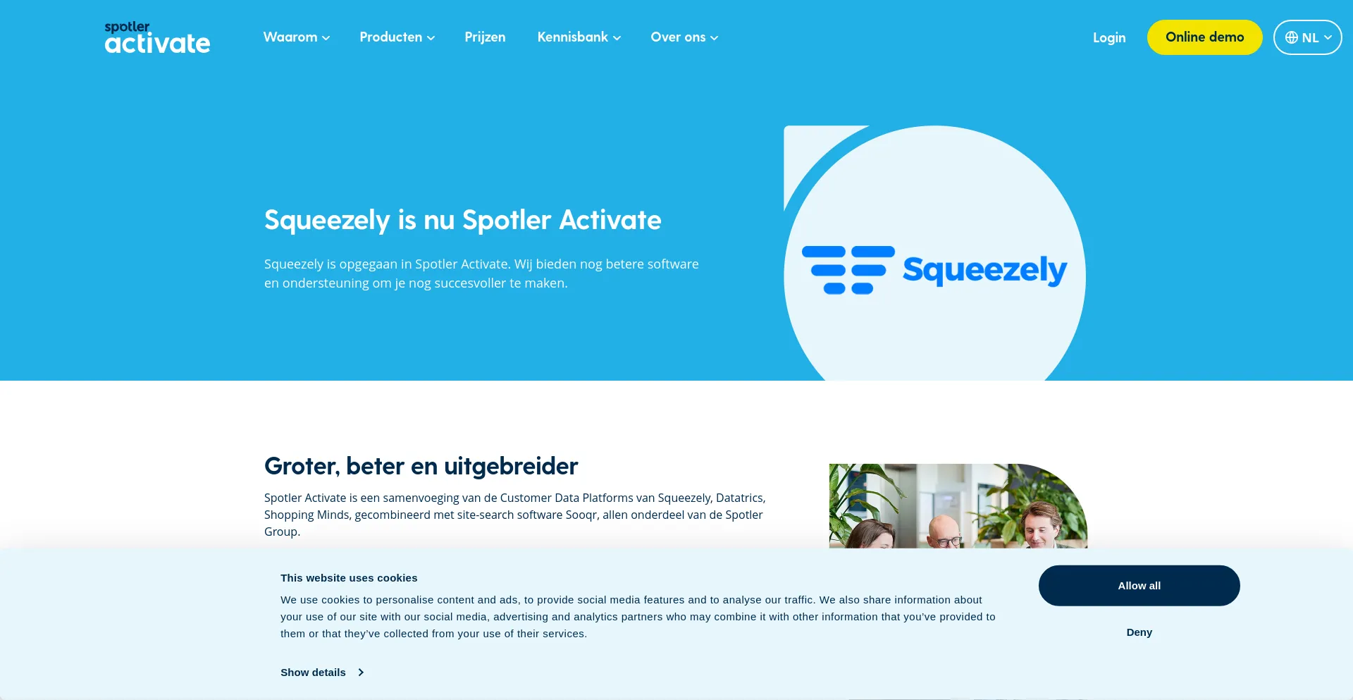 Screenshot of squeezely.tech homepage