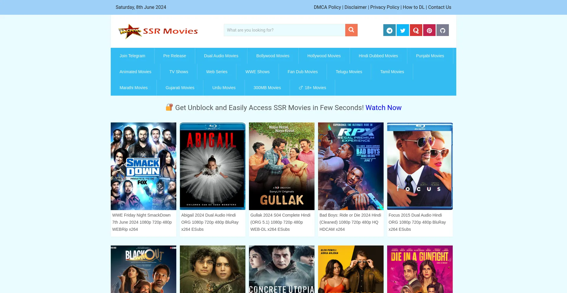 Screenshot of ssrmovies.yachts homepage