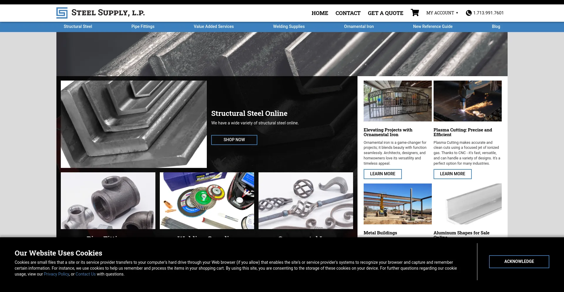 Screenshot of steelsupplylp.com homepage