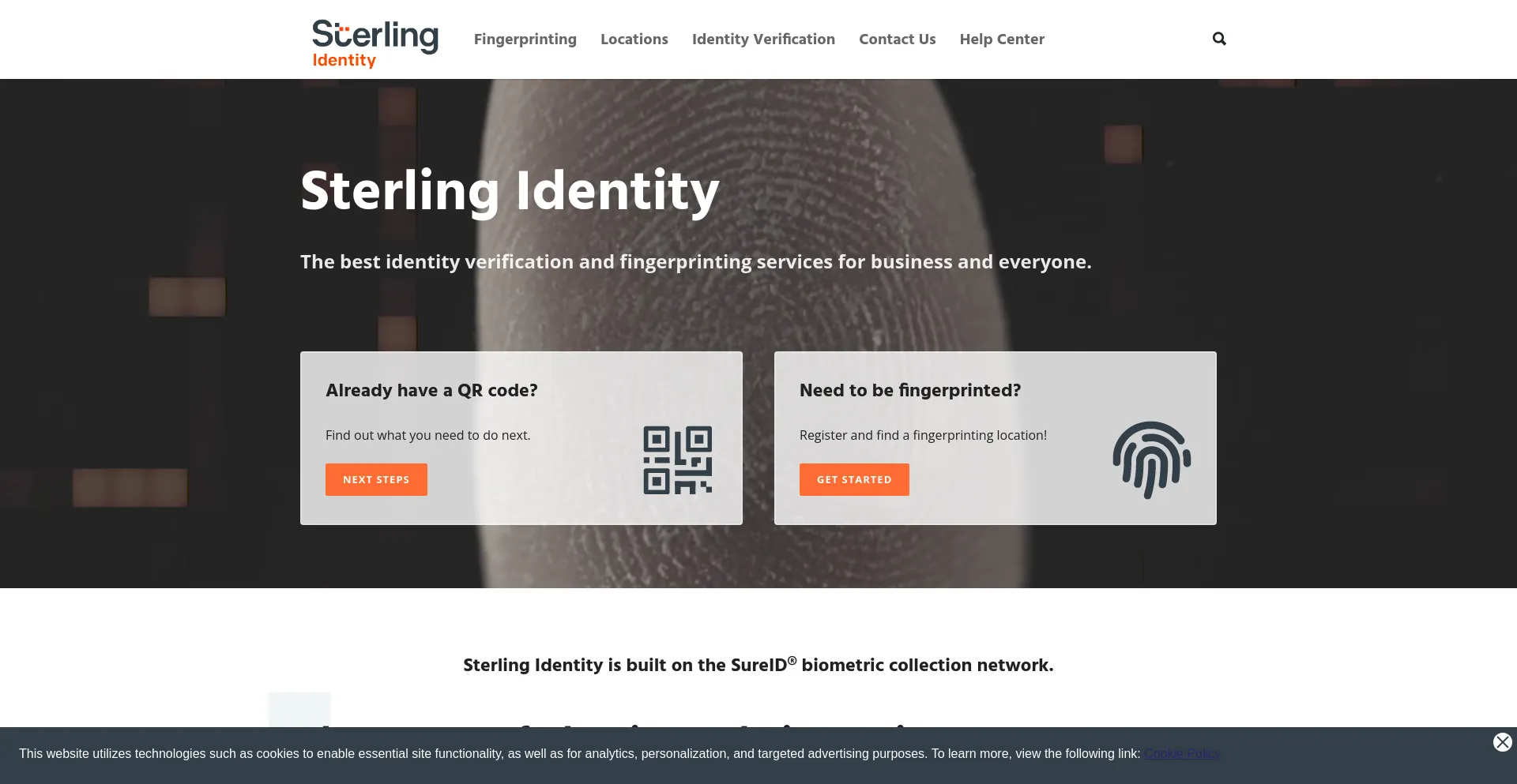 Screenshot of sterlingidentity.com homepage