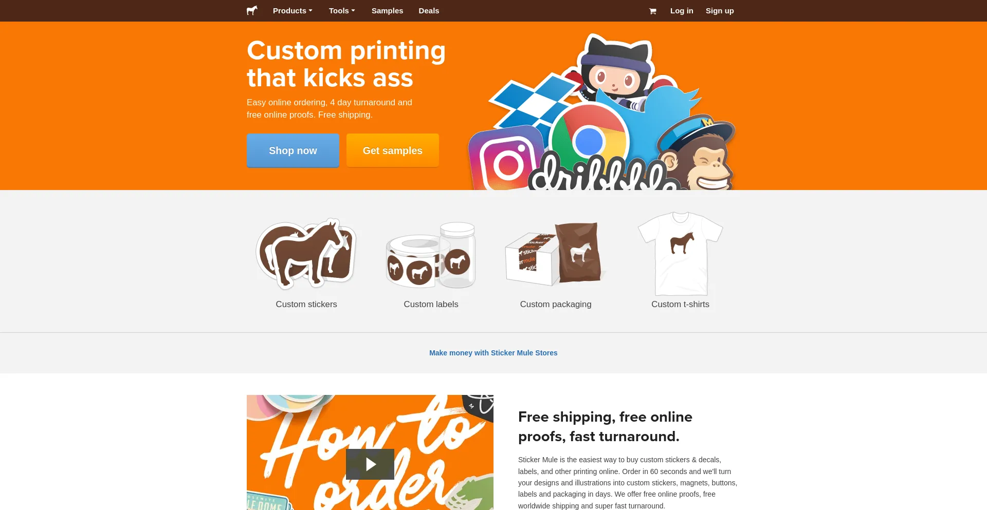 Screenshot of stickermule.com homepage