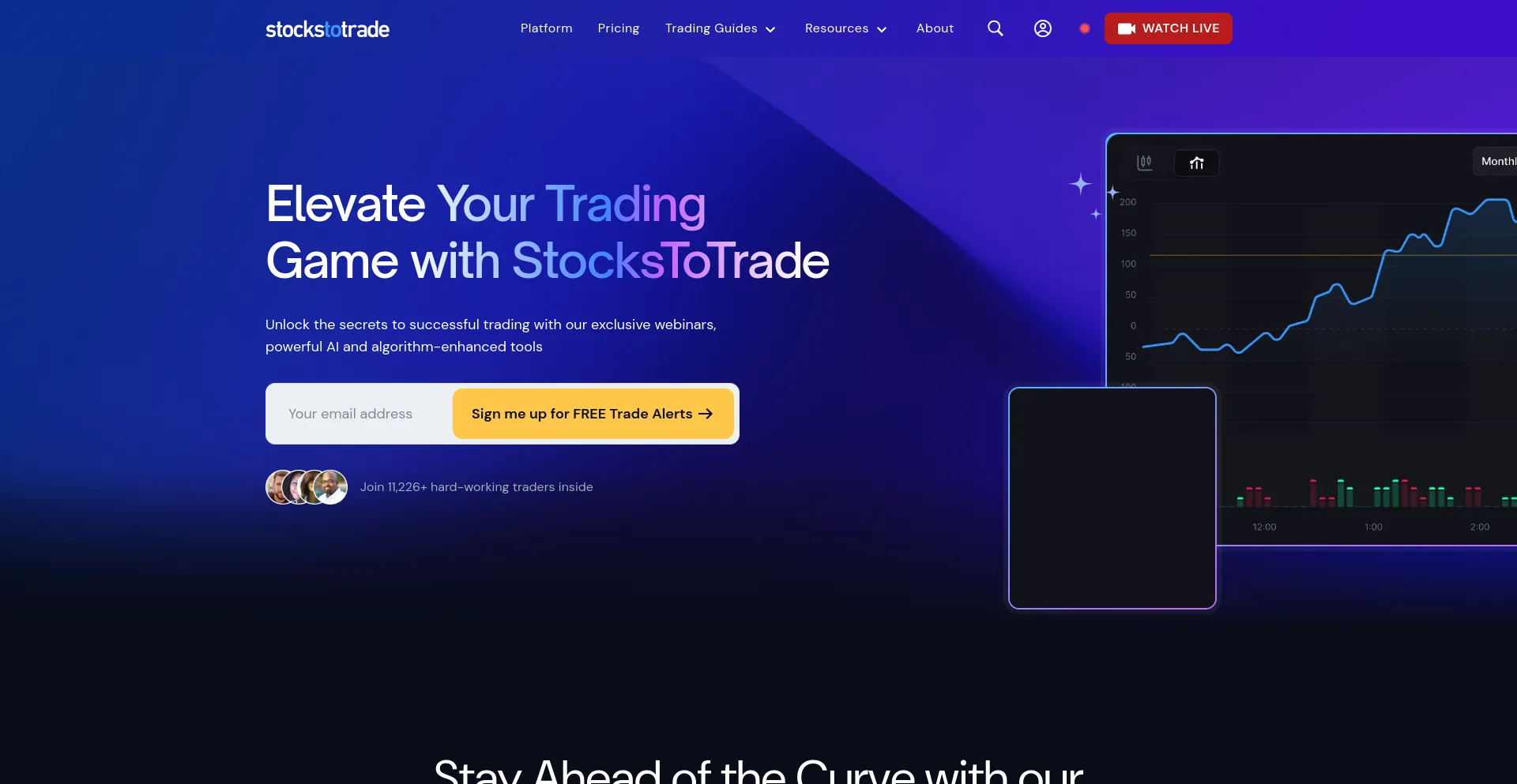 Screenshot of stockstotrade.com homepage