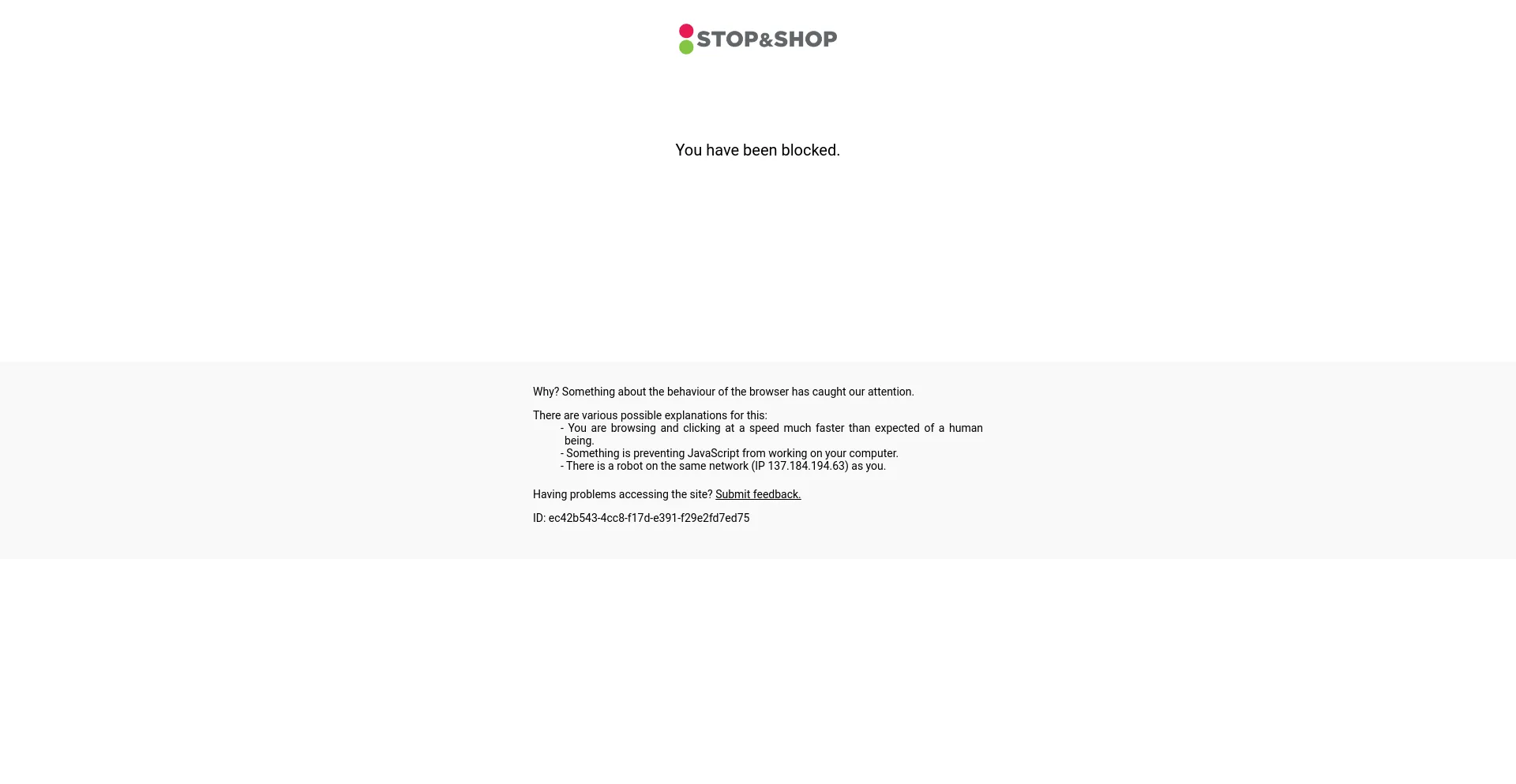 Screenshot of stopandshop.com homepage