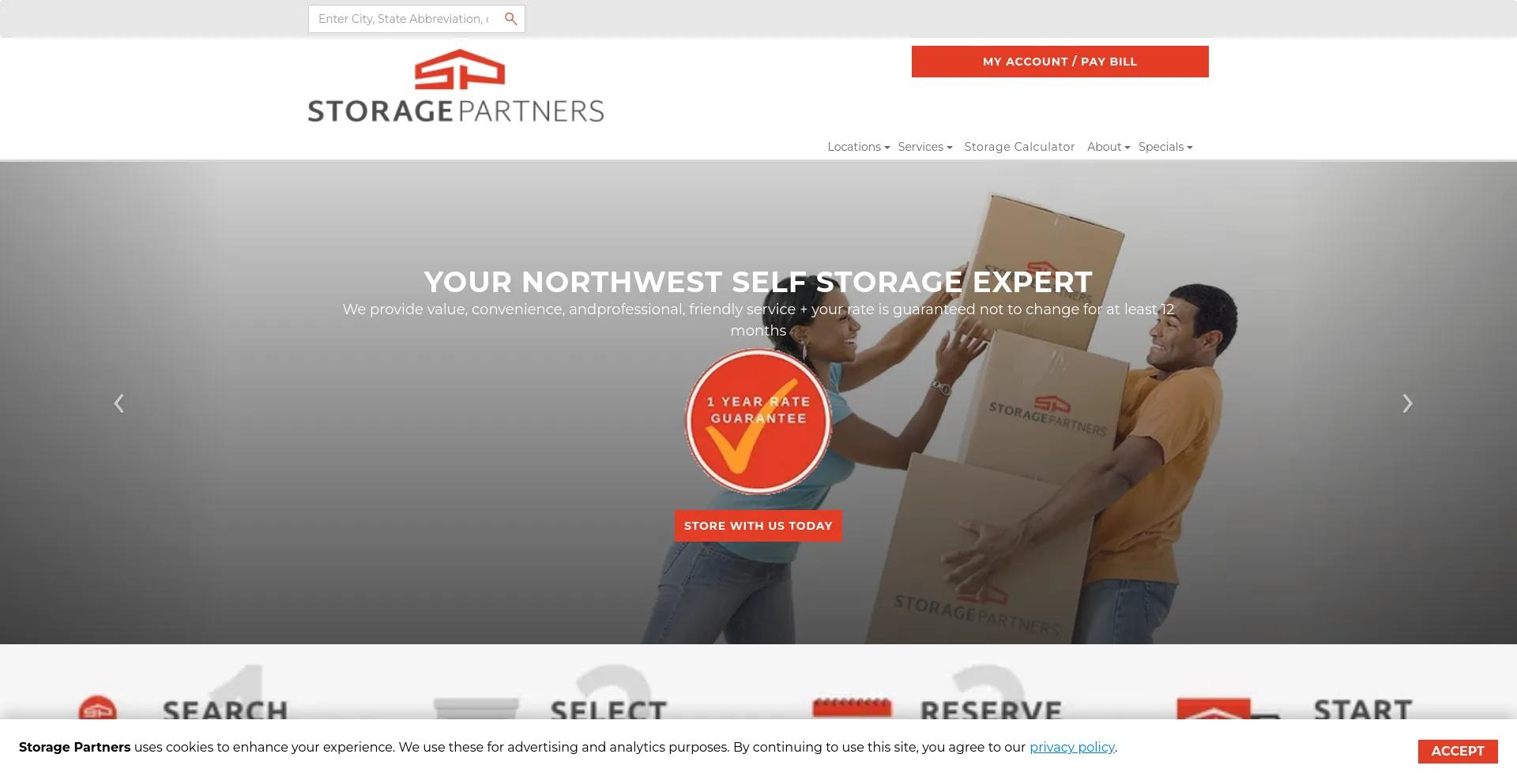 Screenshot of storagepartners.com homepage