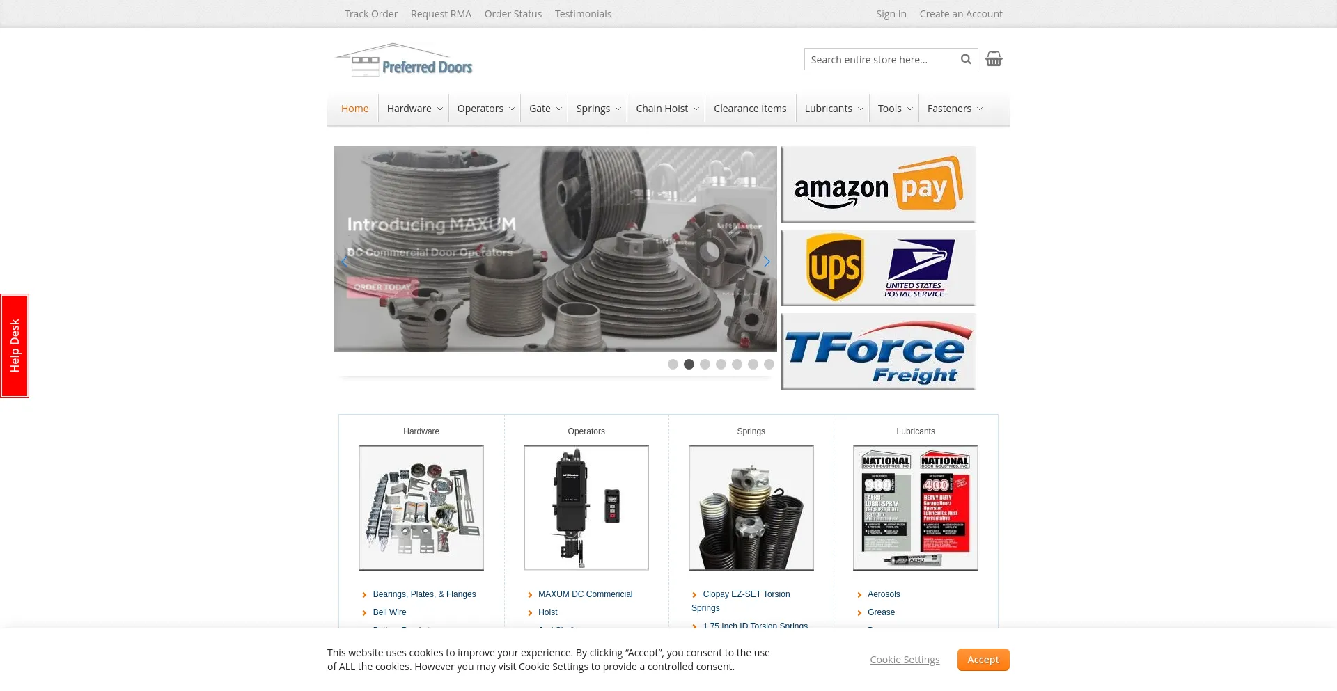 Screenshot of store.preferreddoorservice.com homepage